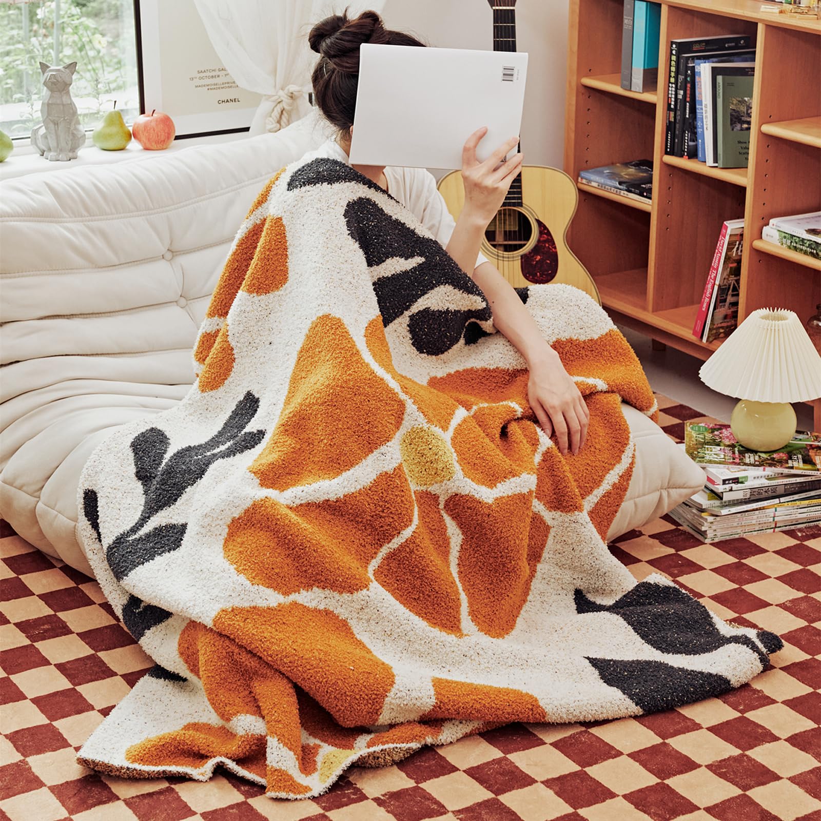 Amazon｜GunziStreet フローラルスローブランケット ビッグフラワー