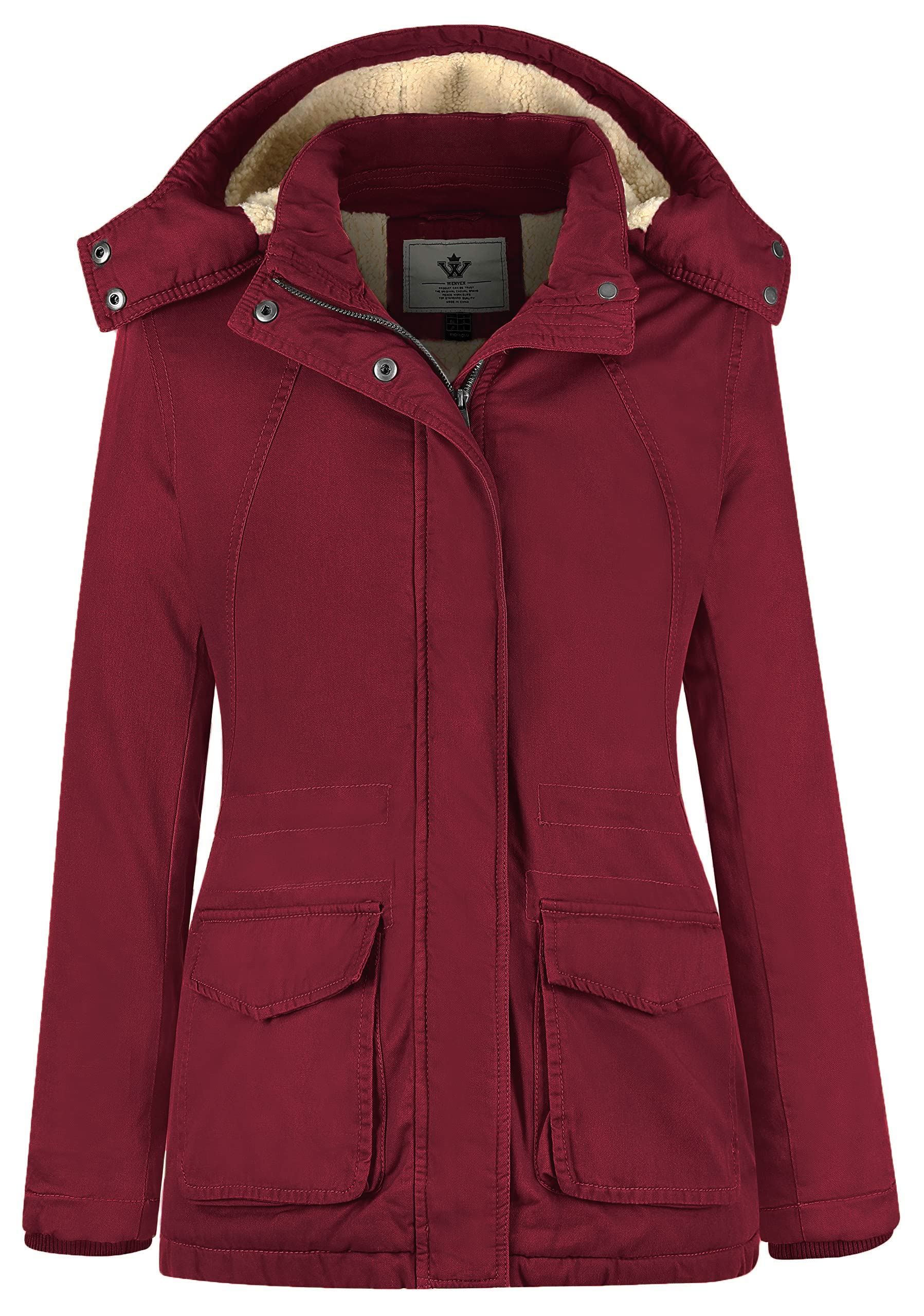 WenVen Women's Winter Warm Sherpa Lined Jacket Heavy Parka Coat with Hood