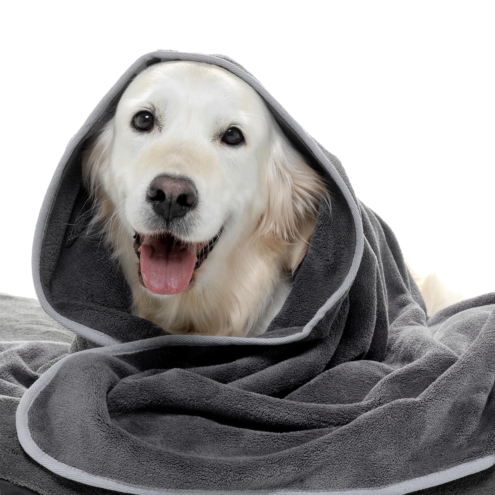Lucky Paws® Hundehandtuch - luxuriöse 600g/m, 140x80cm XL Hundehandtuch extra saugfähig - trocknet schnell, weiches Hunde Handtuch - Gute Geschenke für Hundebesitzer (1er-Pack, Grau)