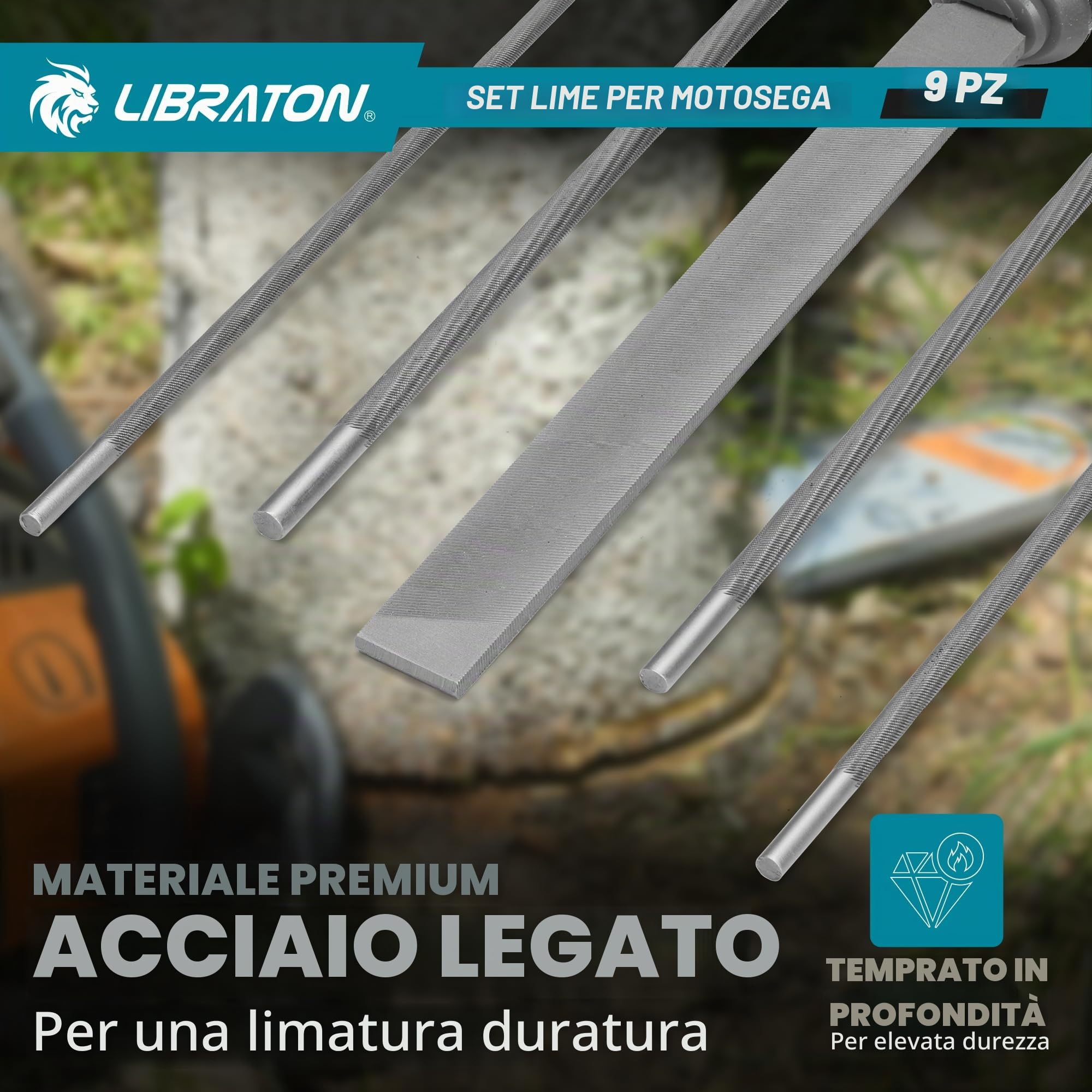 Set di lima per motosega LIBRATON, lima da 4 mm, 4,8 mm, 5,6 mm per affilatura motosega, affilatore per motosega, lima per catena di motosega rotonda, lima piatta da 15 cm, calibrato di profondità