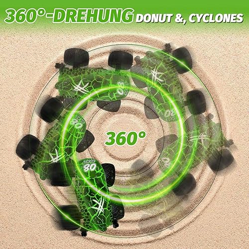 Miniatura 7 de Camión monstruo de juguete para niños, juguete de dinosaurio 120, camión RC con giros de 360 y deriva, 2.4 GHz todoterreno Monster Trucks para niños