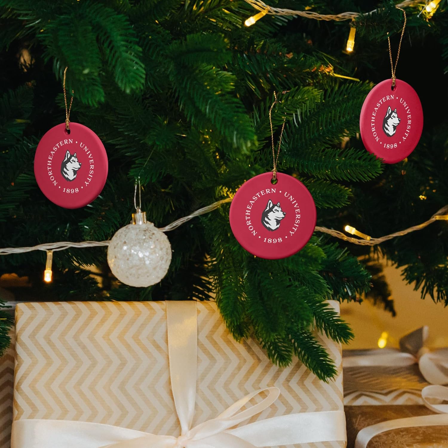 GRAPHICS & MORE Northeastern University Primary Logo Porcelain Holiday Christmas Tree Ornament - 2.8" (7.1 cm) - Image 7