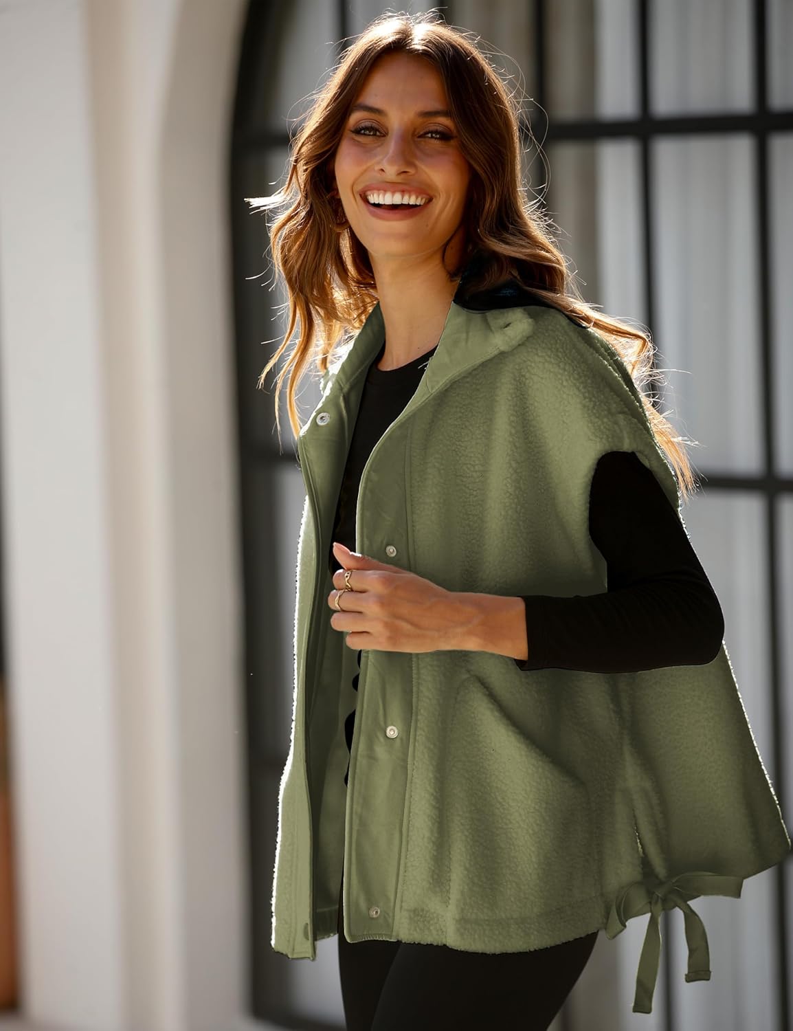 Women Oversized Fleece Vest Trendy Sleeveless Button Down Fuzzy Sherpa Jacket Winter Warm Outerwear Vest with Pockets - Image 6