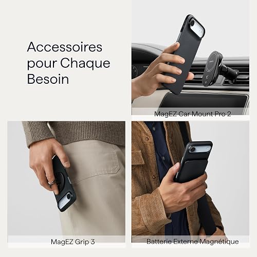 pitaka Coque Magnétique pour iPhone Air en Fibre Aramide de Qualité Aéronautique Housse Compatible avec Magsafe Étui Mince et Léger avec Protection Caméra et écran [Ultra-Mince] Noir/Gris - 8