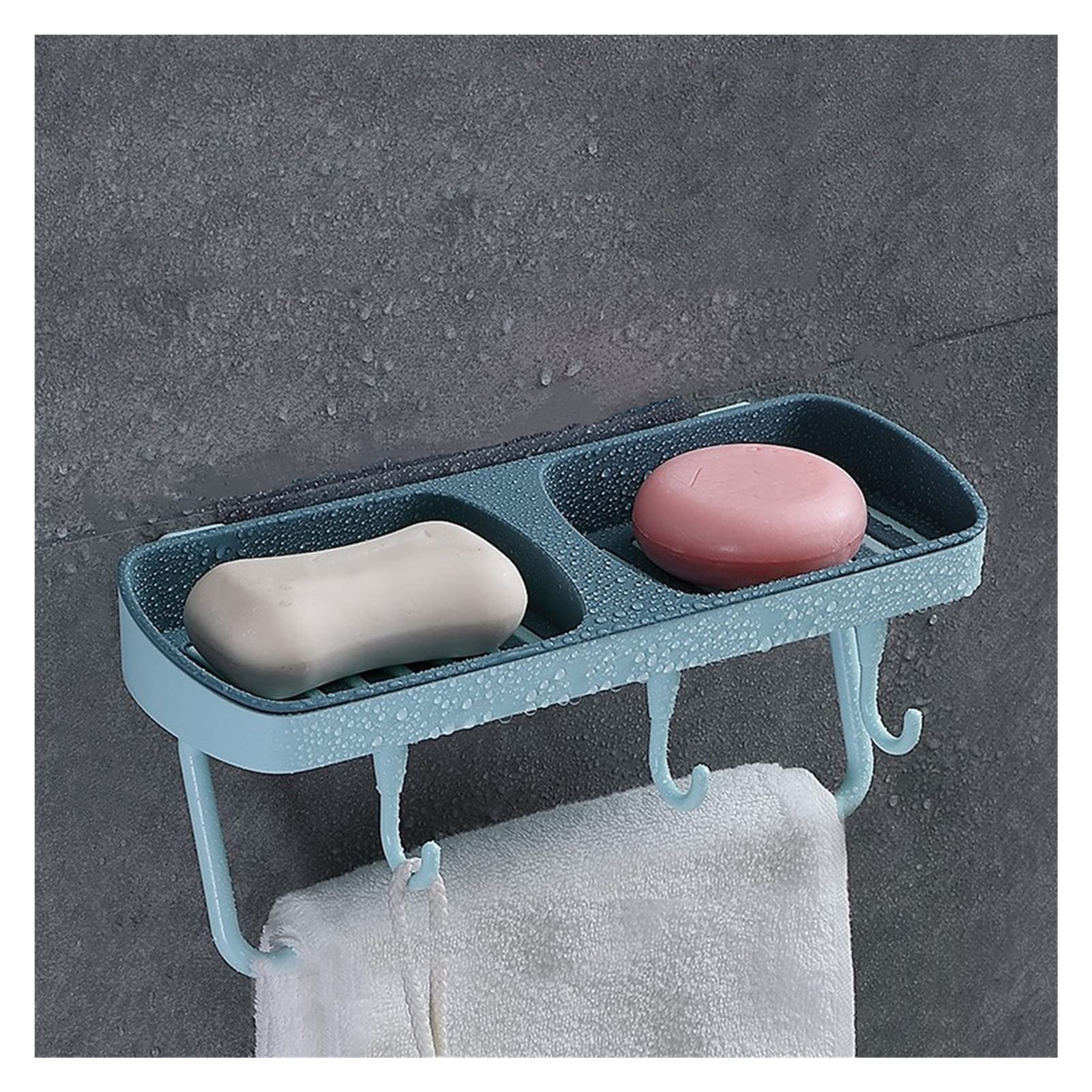 Jabonera Autodrenante Hogar sin punch-Free Drenado de la pared Estructura de jabón de lavabo interior Baño de cocina Aseo de la cocina Plástico de doble capa plato Jabonera Jabonera Guardar