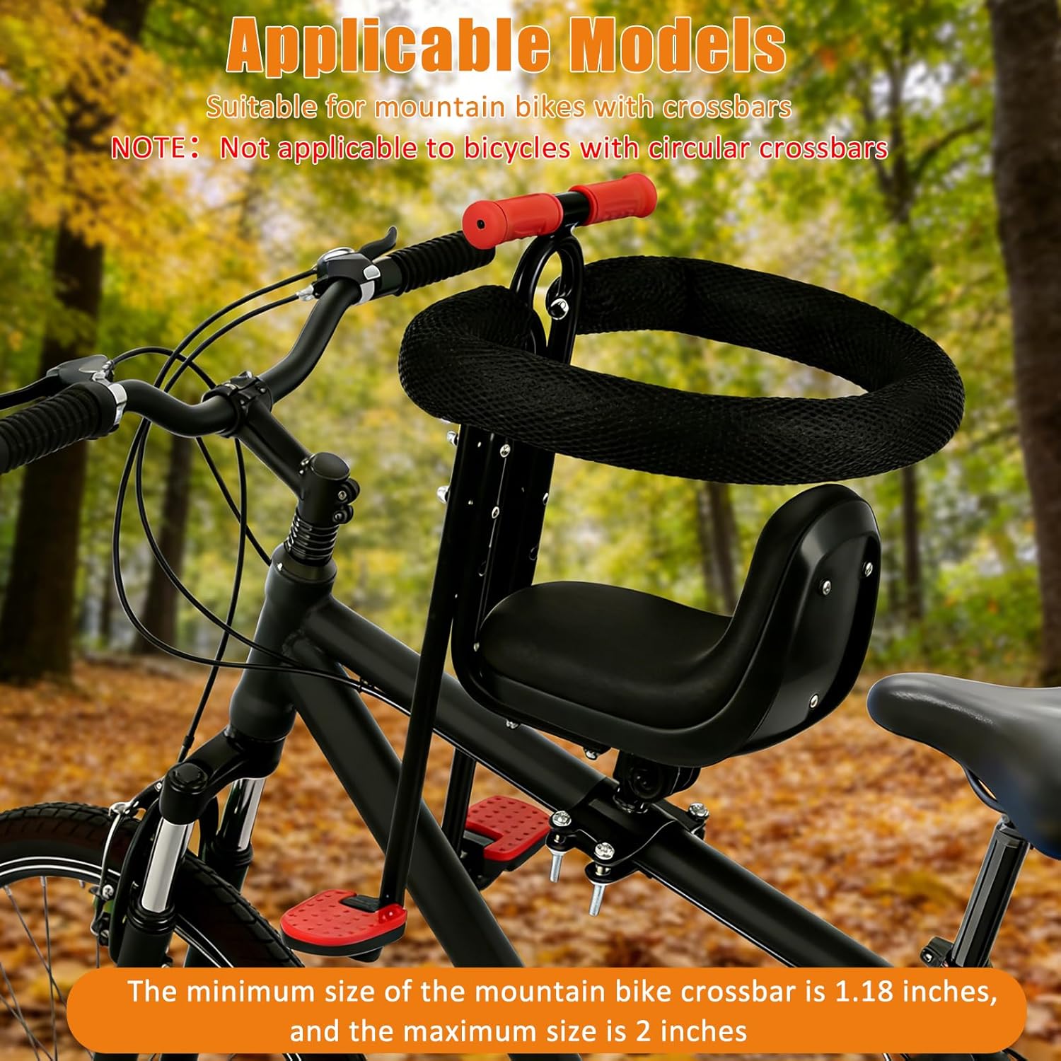 Brobear Kid's Bike seat Front Child Carrier Bike Chair for Bicycle Kids seat for Children Accompanying Children's Growth While Ensuring Safety 2~4 Years,Weight 55 lbs