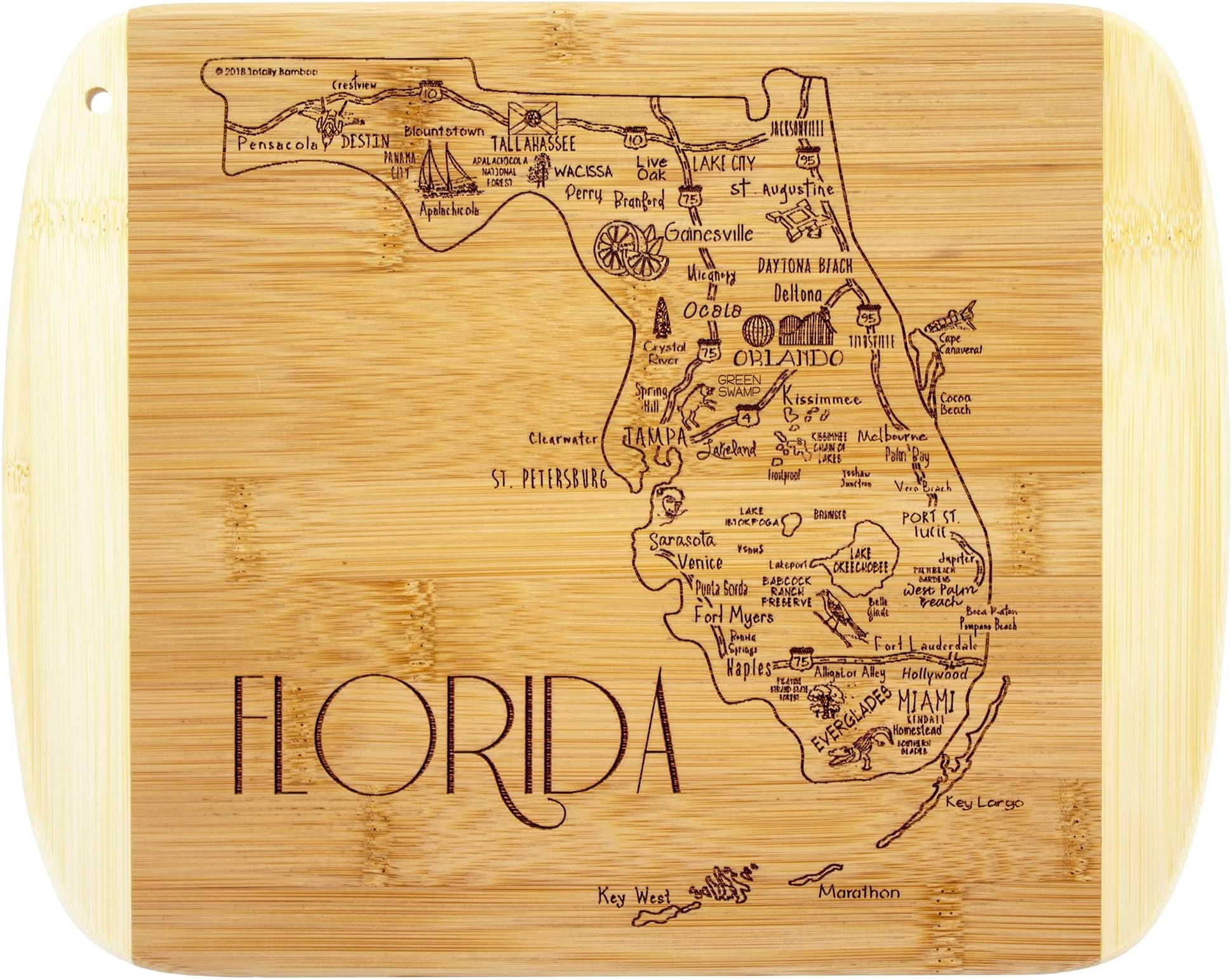 Totally Bamboo A Slice of Life Florida State Serving and Cutting Board, 11" x 8.75"