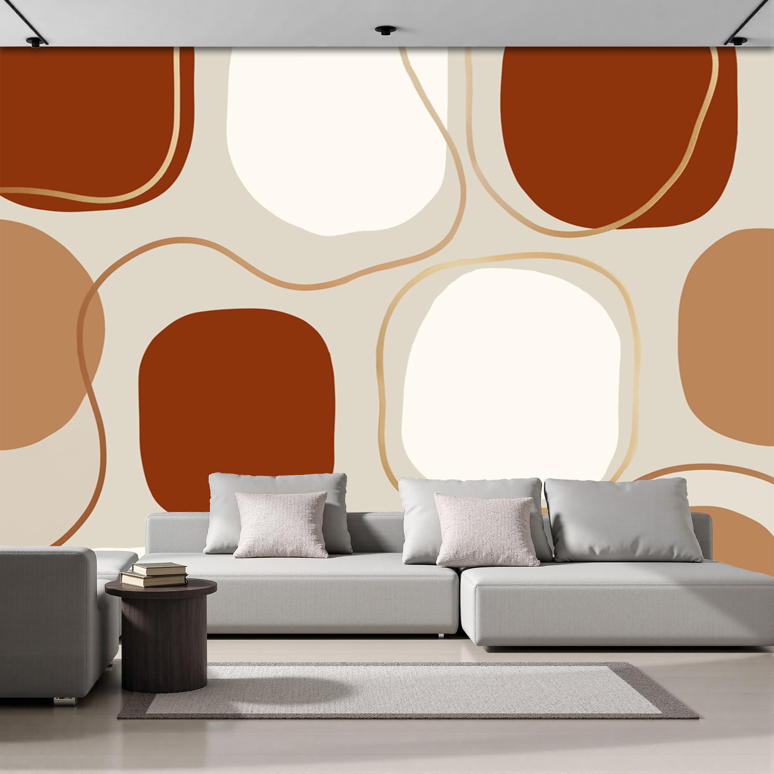 Papier peint aquarelle géométrique panoramique 3D pour raviver un mur blanc de salon terne