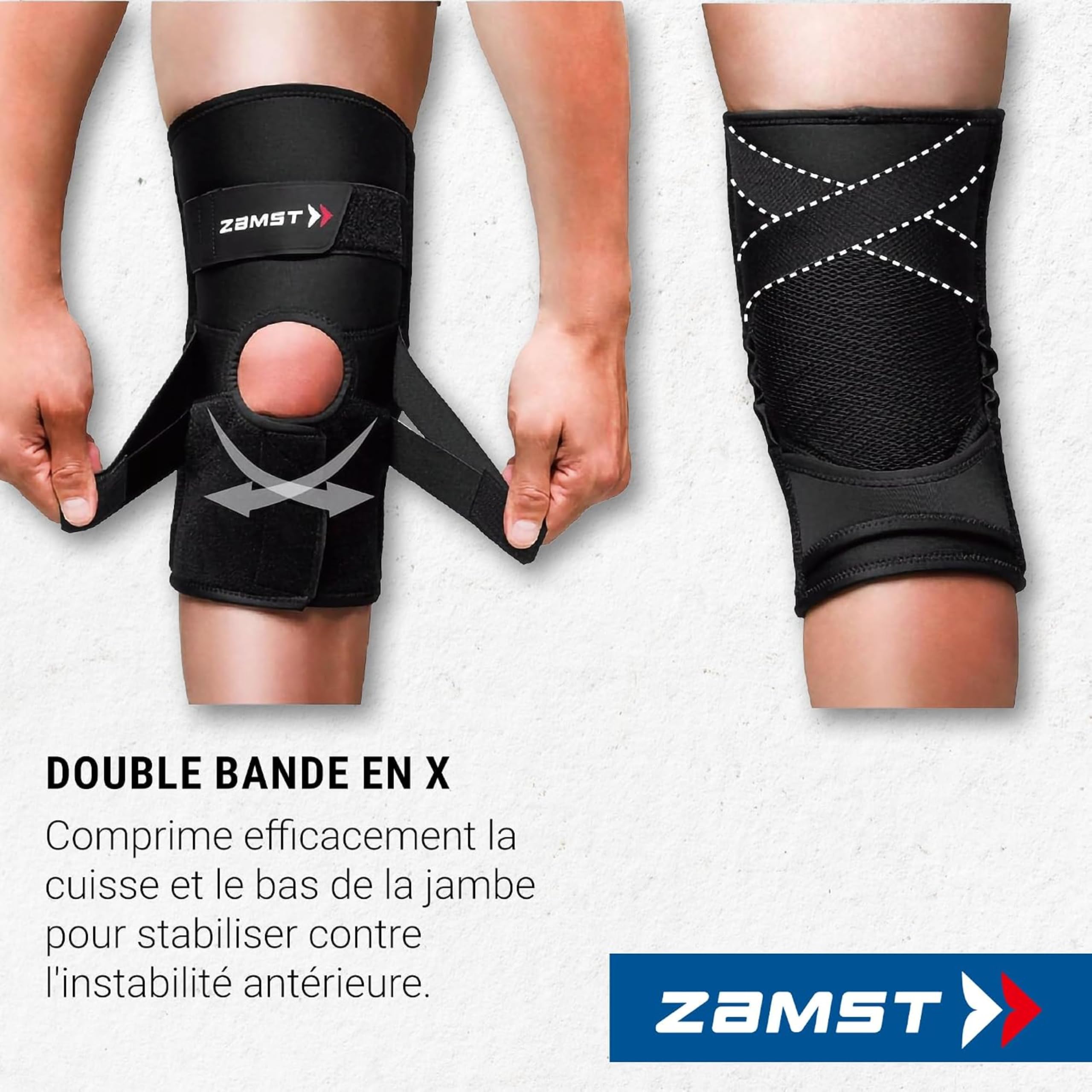 Zamst ZK-Protect Genouillère de Sport - Genouillère de Compression pour Hommes et Femmes avec Renforts en Résine Flexibles; Protection du Genou et Entorses des Ligaments ACL, MCL et LCL - Taille S