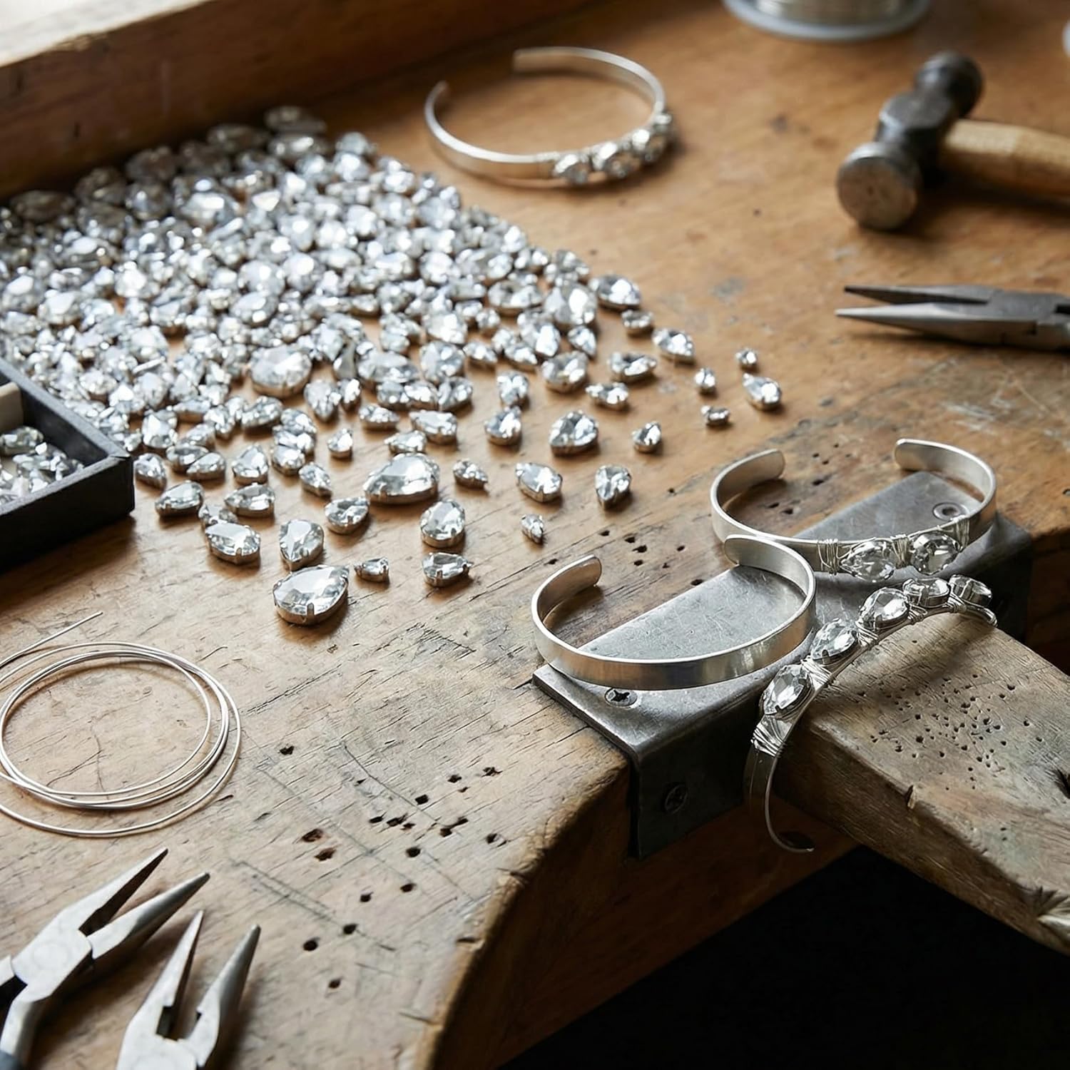 120 Pcs Sew on Rhinestones, Acrylic Glass Gemstones Waterdrop Shaped, 5 Sizes Bedazzling Flatback Crystal Gems with Metal Claws for Clothes Crafts Embellishment -White - Image 6