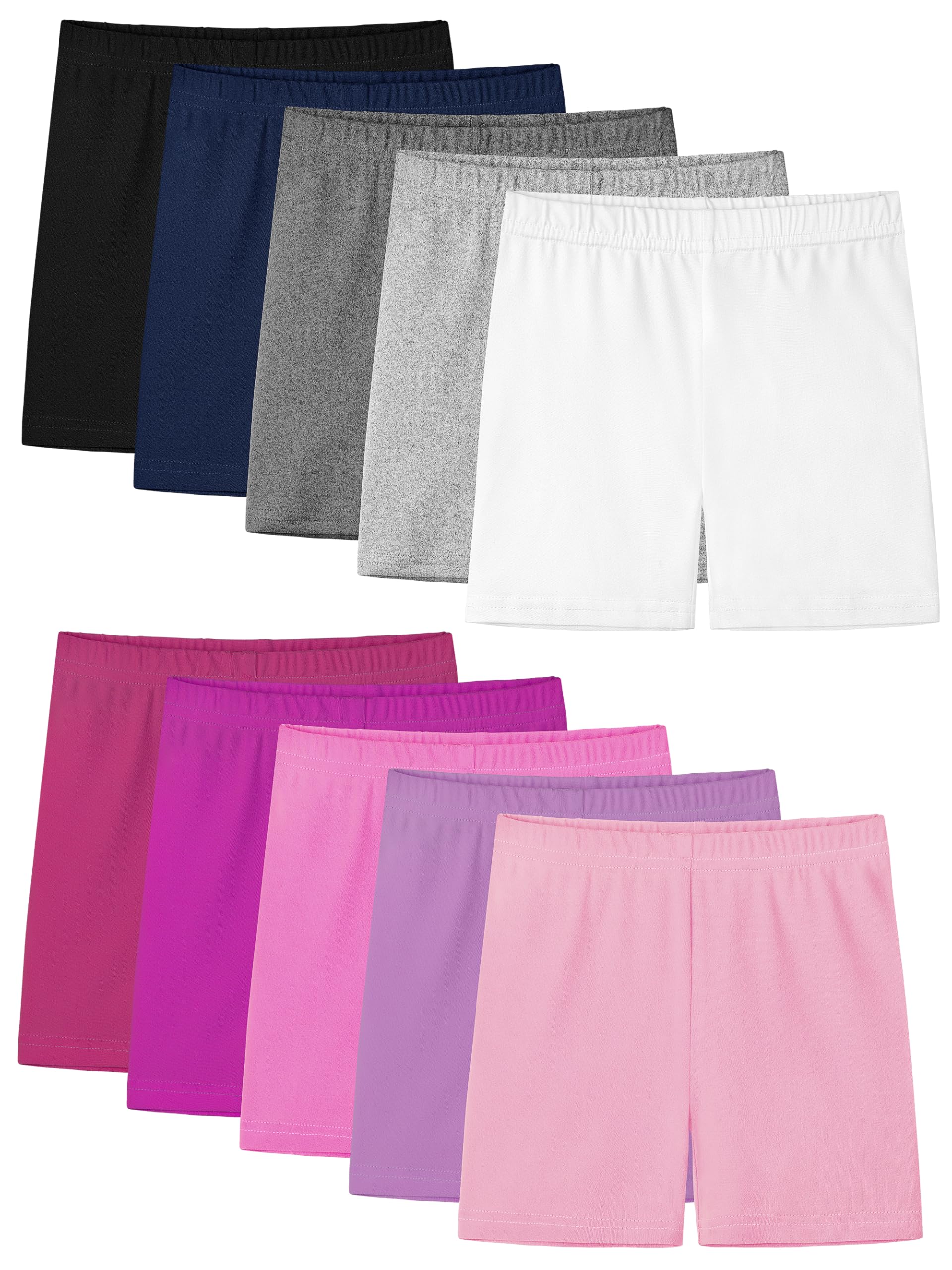 Resinta 10 Pack Girls Bike Shorts Cartwheel Under Dress Dance Shorts for Toddler Girls Kids Multicolor
