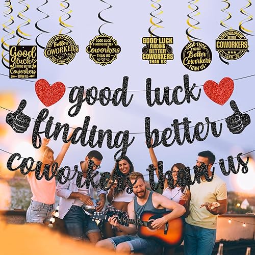 Miniatura 3 de Cartel de "Good Luck Finding Better Coworkers Than Us", decoración de fiesta con texto en inglés "We Will Miss You", decoraciones de despedida para