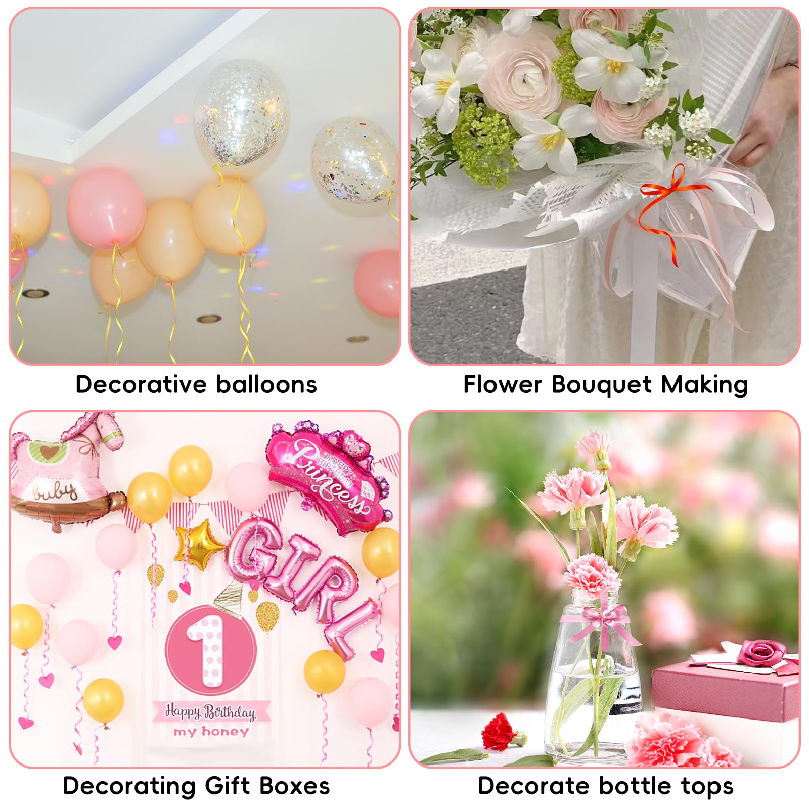 12 Rouleaux Rubans De Curling Colorés, 10m*5mm Ballon Curling