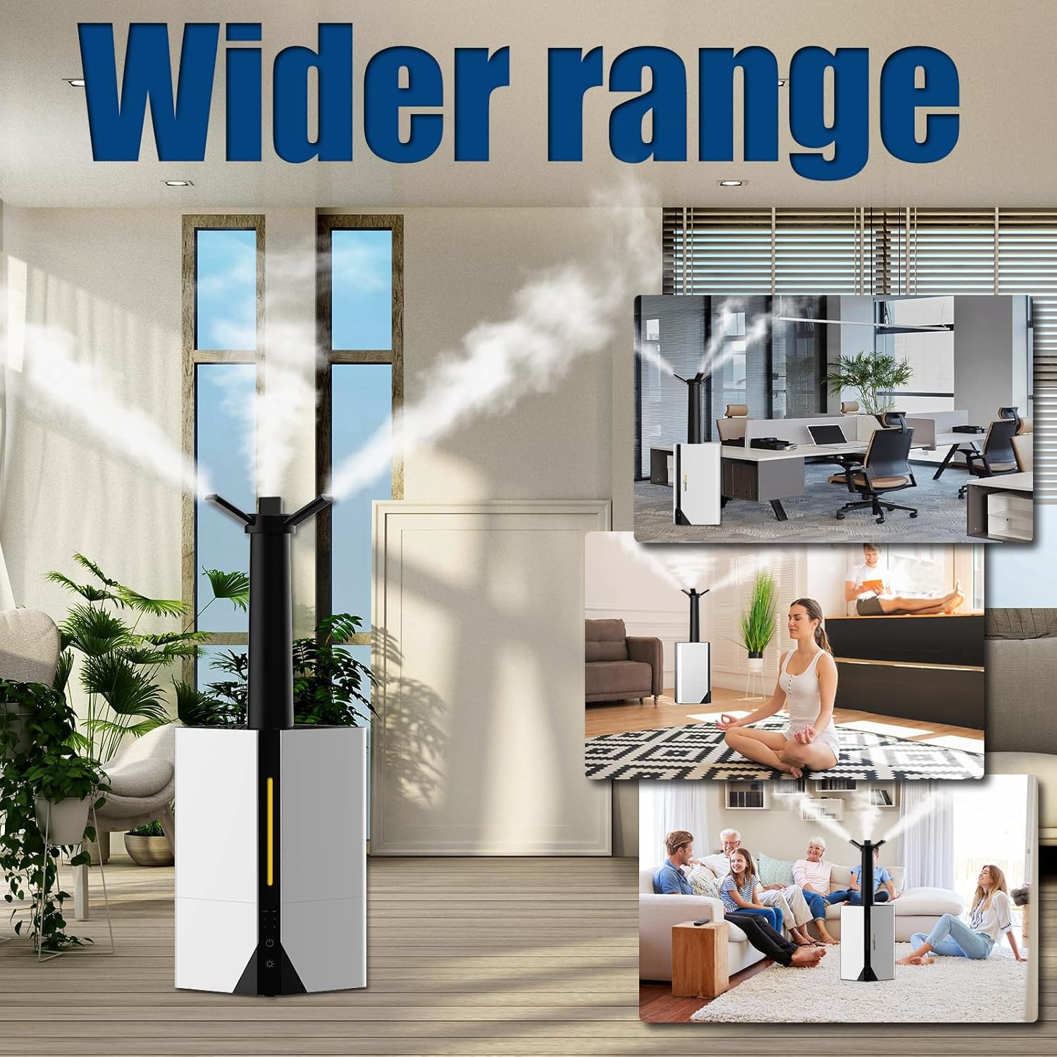 mobigon 7L Humidifiers for Bedroom Large Room Home, Top Fill Cool Mist Humidifier with Essential Oil Diffuser,for Baby Nursery,Office,Plants,80H,7 Colors Light,360° Extension Tube Nozzle (White Black)