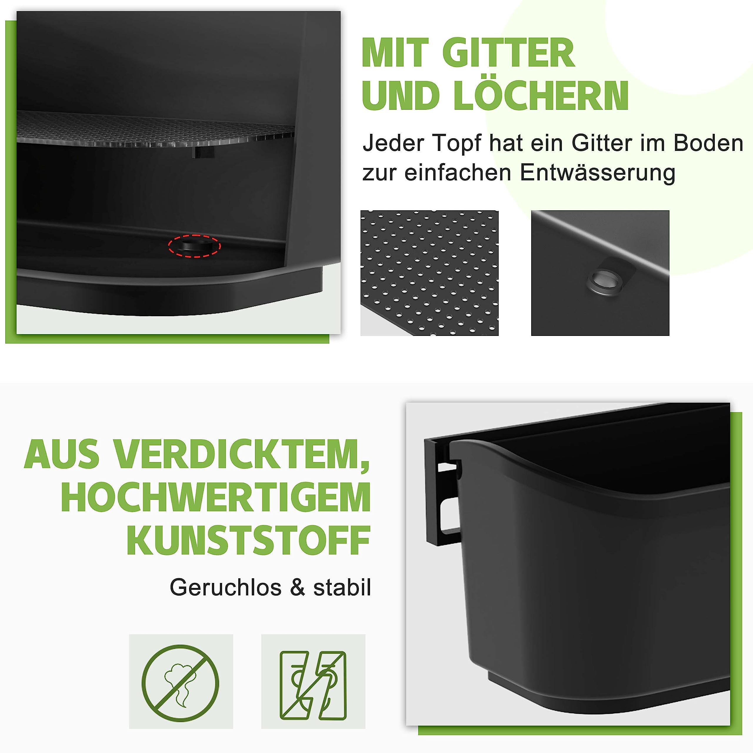 Ribelli 11-TLG Hängende Vertikaler Garten mit Bewässerungssystem, Blumentopf zur Wandmontage mit Entwässerungsloch, Pflanzenwand Wandgarten zur Begrünung, Wandbepflanzung, Garten Balkon 500751