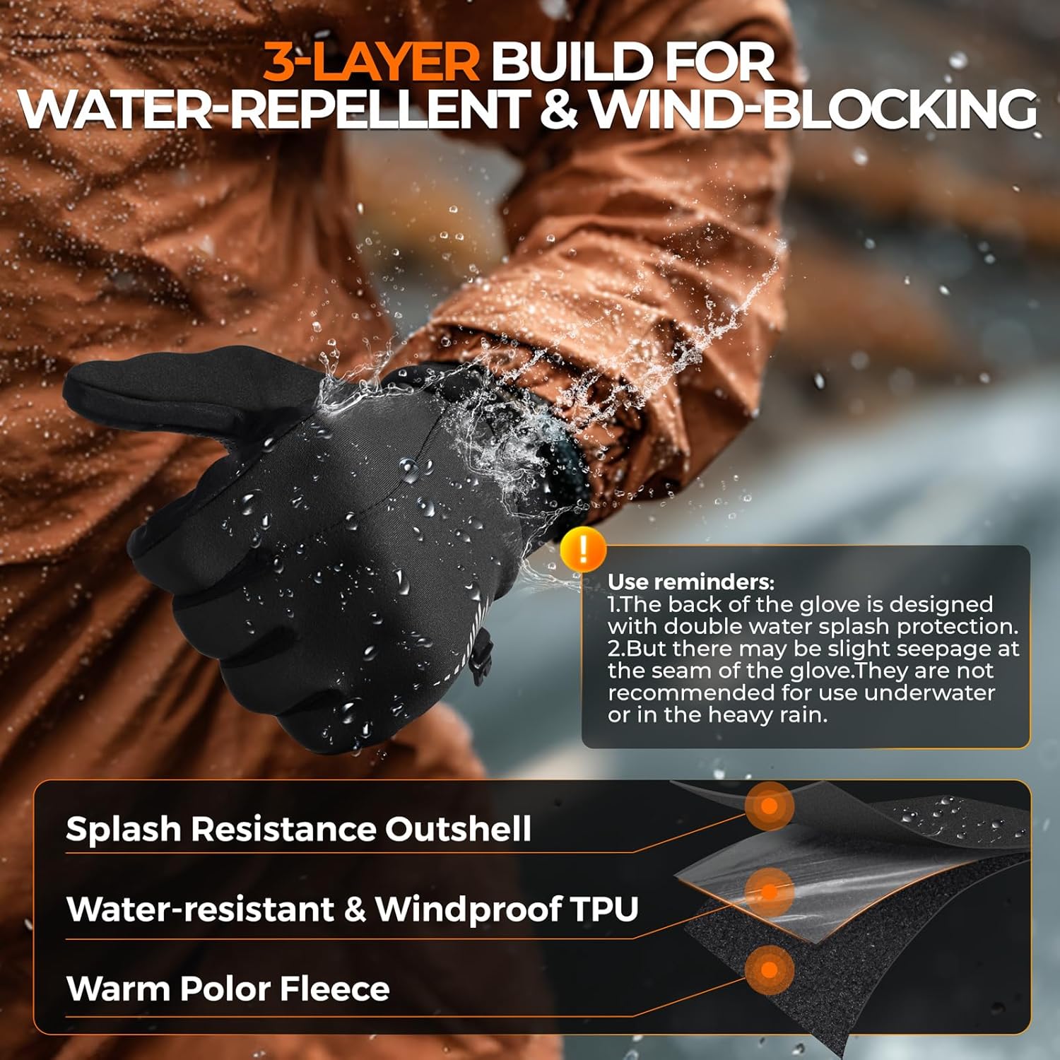 rivmount Winter Gloves Women Men, Cold Weather Touch Screen Liner Glove, Windproof 3-Layers, for Running, Cycling, Biking, Hiking, Driving - Image 4