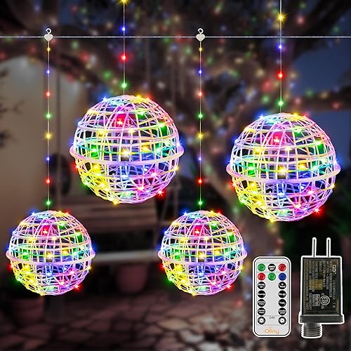 Miniatura 8 de Ollny Luces de Navidad para exteriores, 352 LED, 11.5 pies, luz blanca cálida para árbol de Navidad con control remoto enchufable, 8 modos IP67