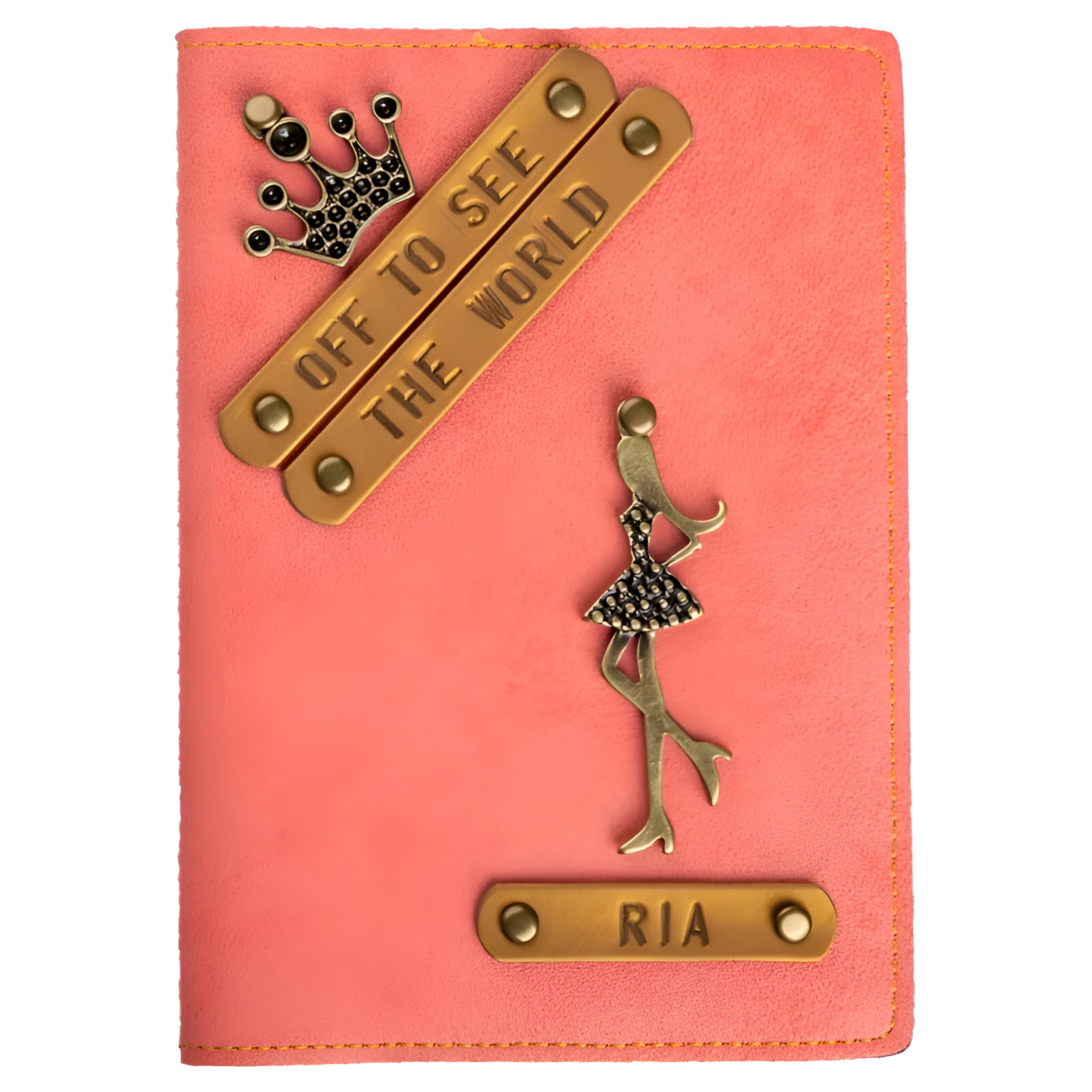 the junket Personalize Passport Holder for Men & Women (Peach) Customized Travel Organizer with Quote & Charm | PU Leather Handcrafted Valentines Gift for Boyfriend & Girlfriend-picture-32