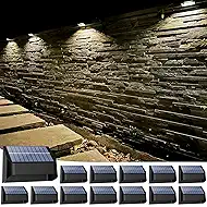 Yivsen Solar Fence Lights, Warm White & RGB Fence Lights Outdoor Step Lights Outdoor Waterproof LED Solar Lighting for Outside, Backyard, Patio, Deck, Stair Handrail, Pool and Wall(12 Pack,Black)