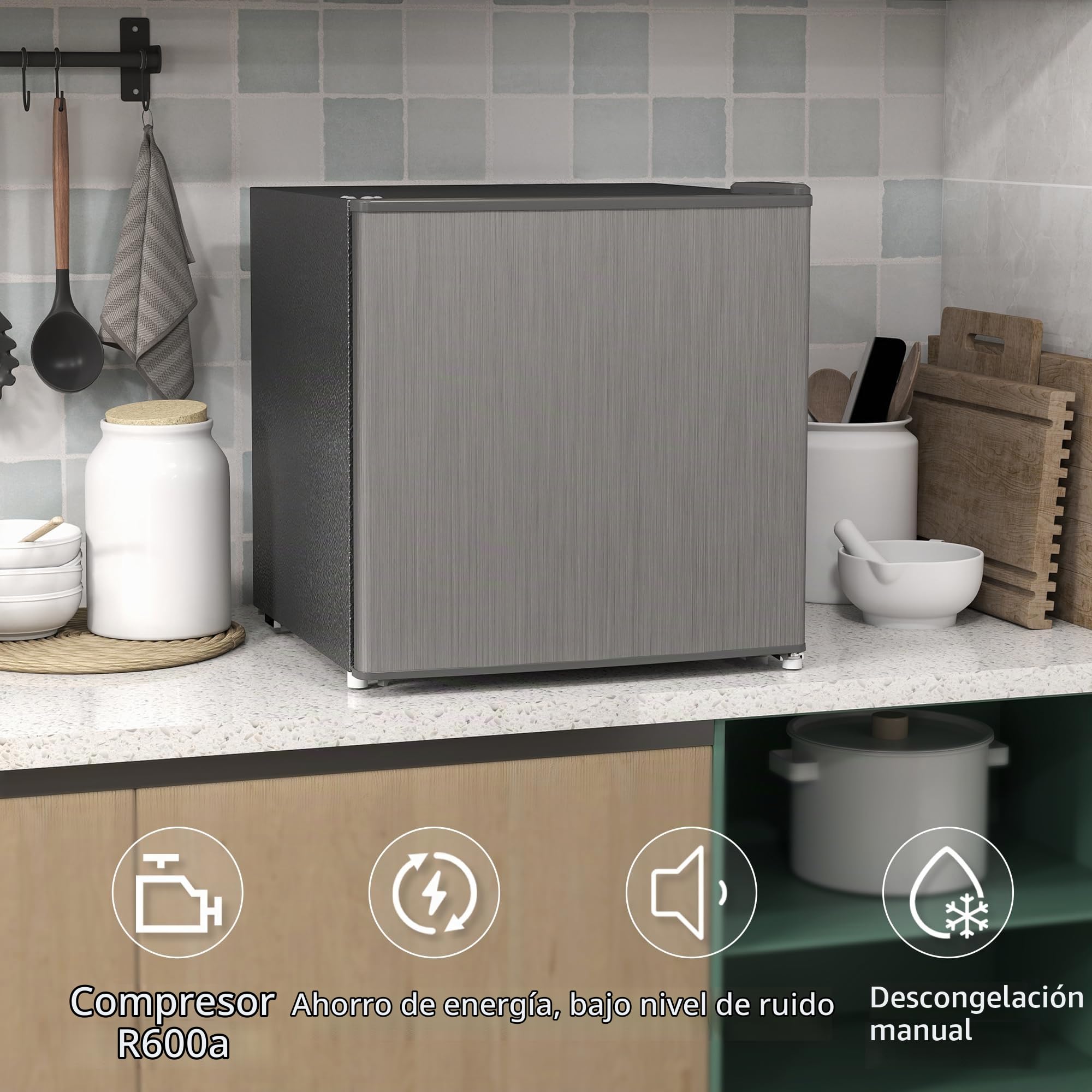 HOMCOM Minicongelador 35 L congelador cajón eléctrico independiente 161 W minicongelador mini frigorífico 41dB -14 a -24℃ Control de temperatura en 5 etapas 47 x 44,2 x 48,8 cm Gris