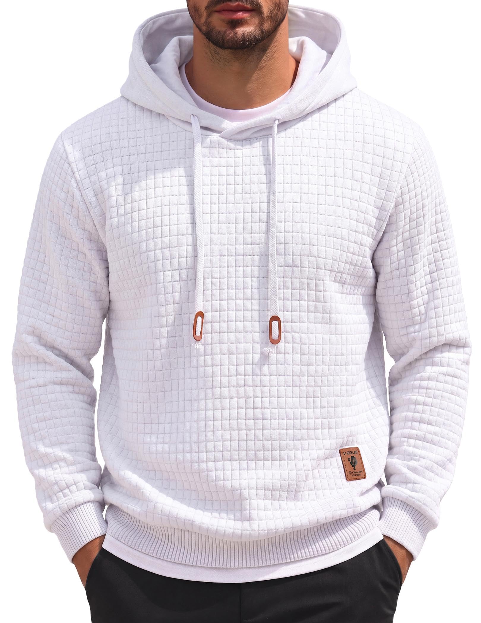 COOFANDY Mens Hooded Sweatshirt Casual Long Sleeve Drawstring Waffle Knit Pullover Hoodies