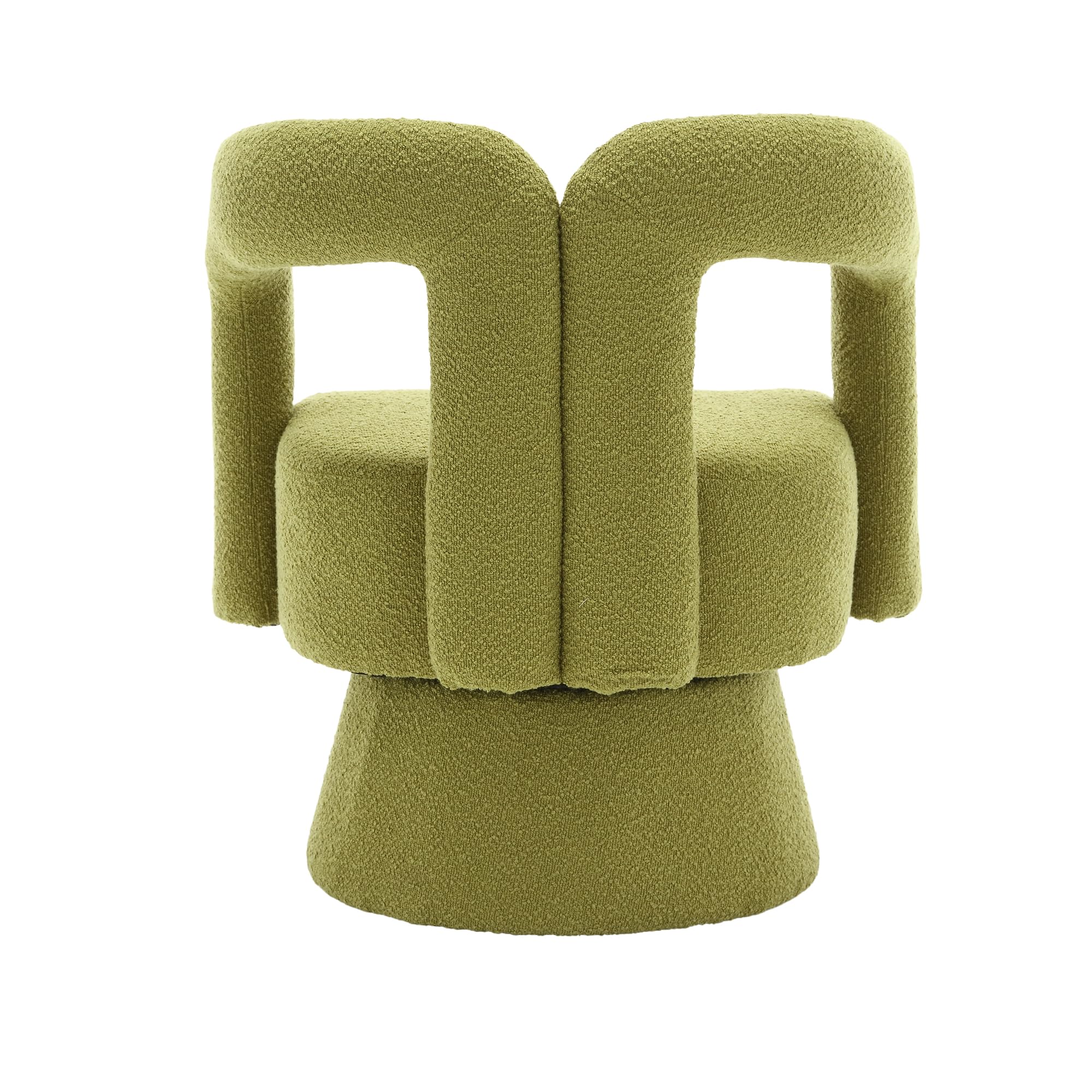 360 Grad Drehbare Kuschelfass-Akzentstühle, runde Sessel mit breiter Polsterung, Flauschiger Stoffsessel für Wohnzimmer, Schlafzimmer, Büro, Warteräume, Oliv