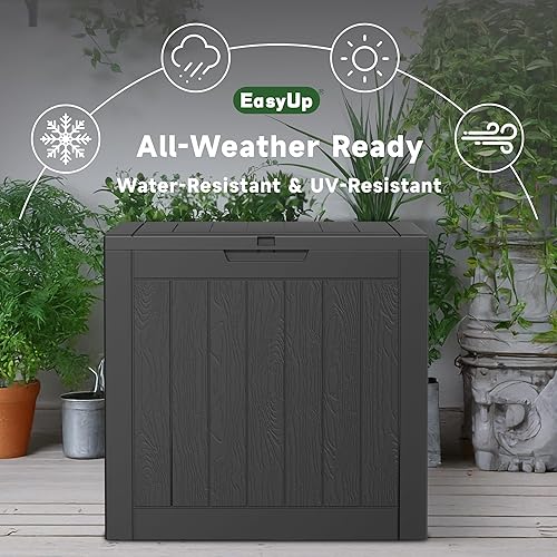 Miniatura 4 de Caja de resina de 30 galones, impermeable, resistente a los rayos UV, caja de almacenamiento al aire libre para entrega, patio, jardín y porche, a