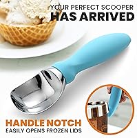 Vista 4 de Spring Chef - Cuchara de helado de acero inoxidable con mango suave - Cuchara de helado resistente para yogur congelado, gelato, sundae, melón