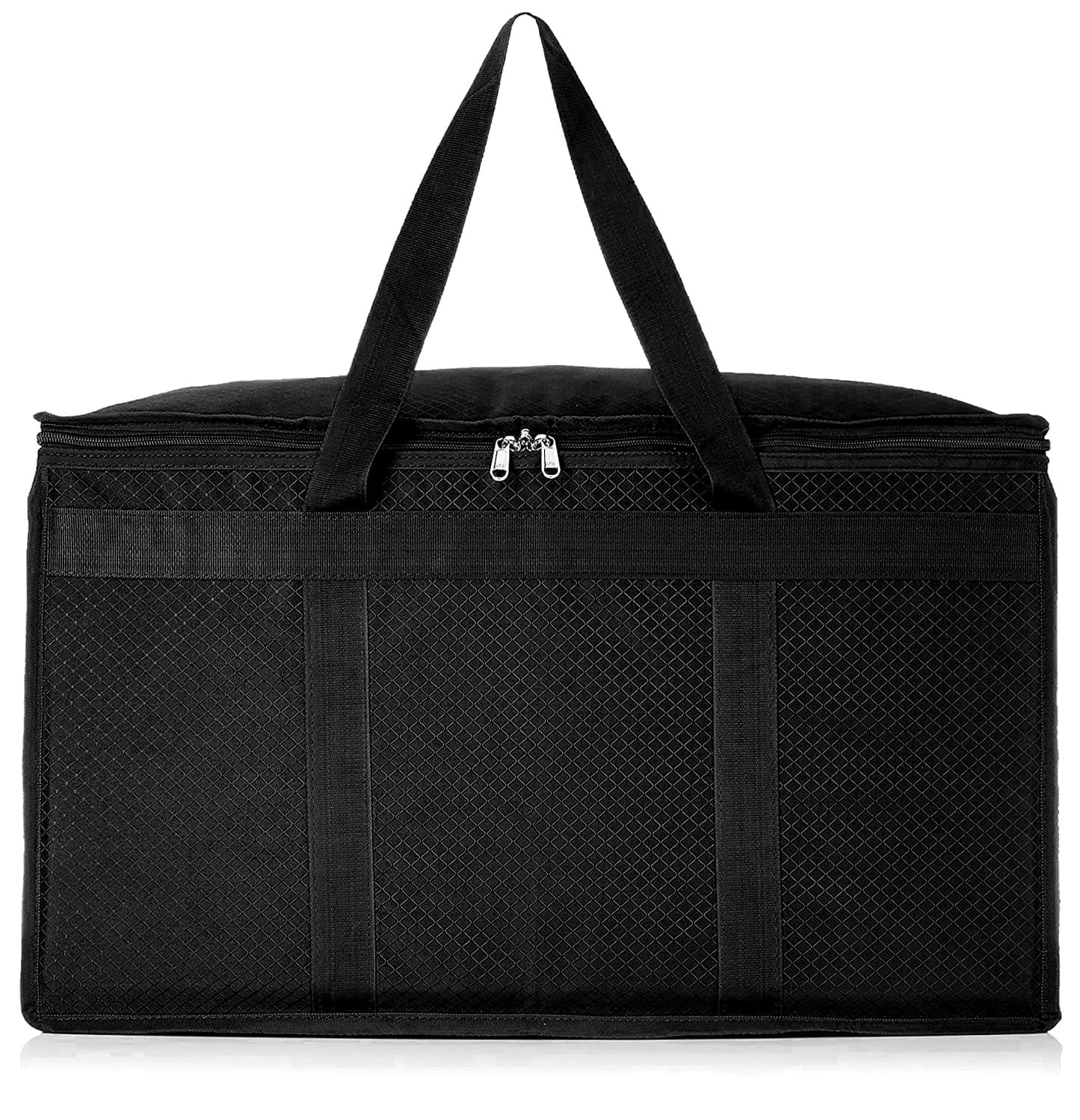 Kuber Industries Storage Bag | Rexine 2 Side Zipper Duffle Bag | Underbed Storage Bag | Clothes Storage Bag with Handle | Wardrobe Organiser | Large | Black