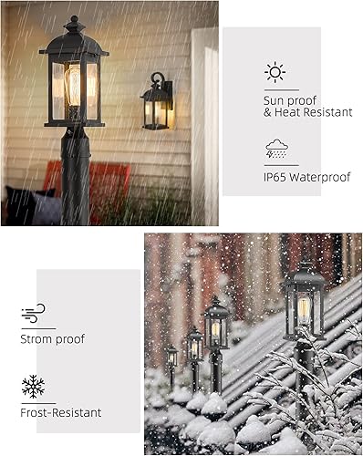 Miniatura 4 de FEMILA Aplique de pared exterior, luces colgantes al aire libre para porche, luz de poste al aire libre del atardecer al amanecer