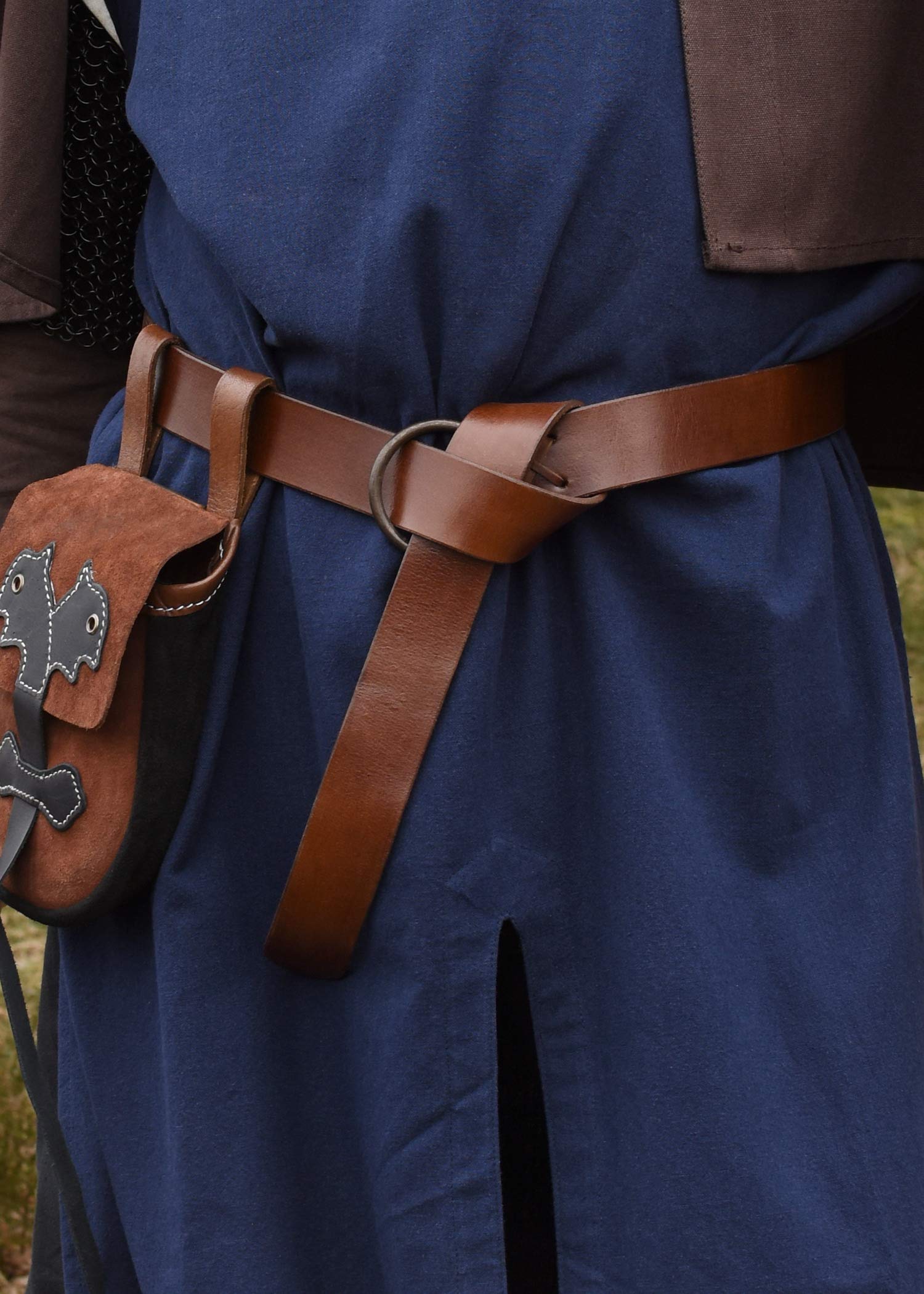 Battle-Merchant Mittelalter Ledergürtel, Messingring