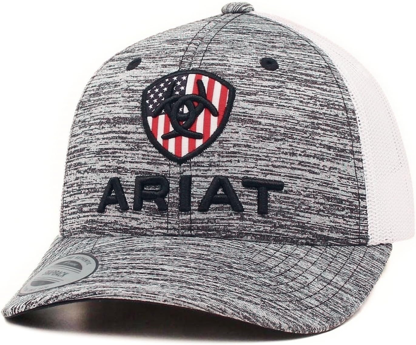 Ariat Youth US Flag Patch Snapback 6 Panel Ball Cap Black Heather