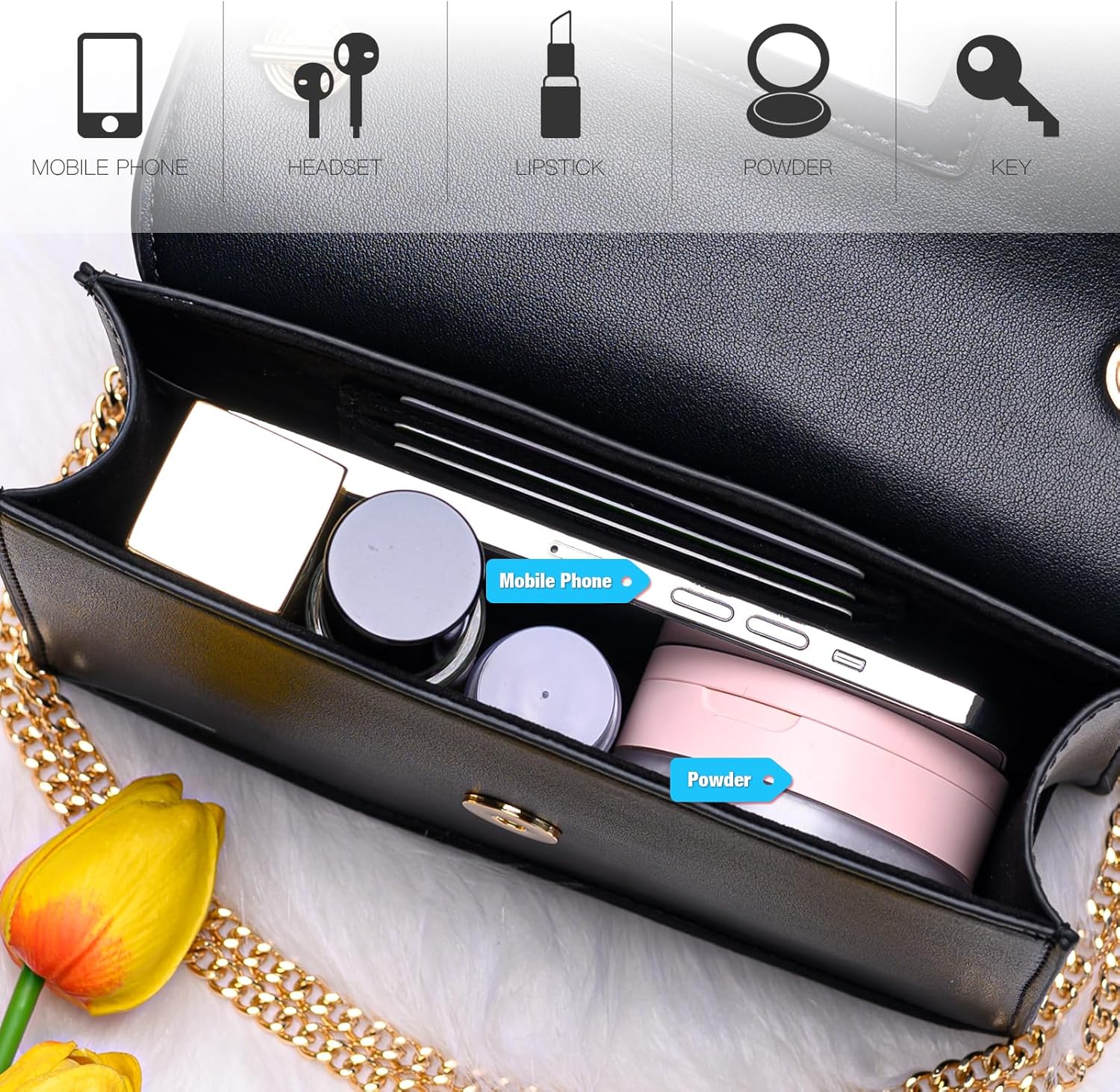 GM LIKKIE Crossbody Clutch Purse for Women, Glitter Evening Bag, Sequin Tassel Wedding Handbag for Party - Image 5