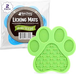 Raw Paws Licking Mats for Dogs & Cats, 2-Pack - Anxiety Relief Boredom Buster, Slow Feeder Lick Pad with Suction Cups
