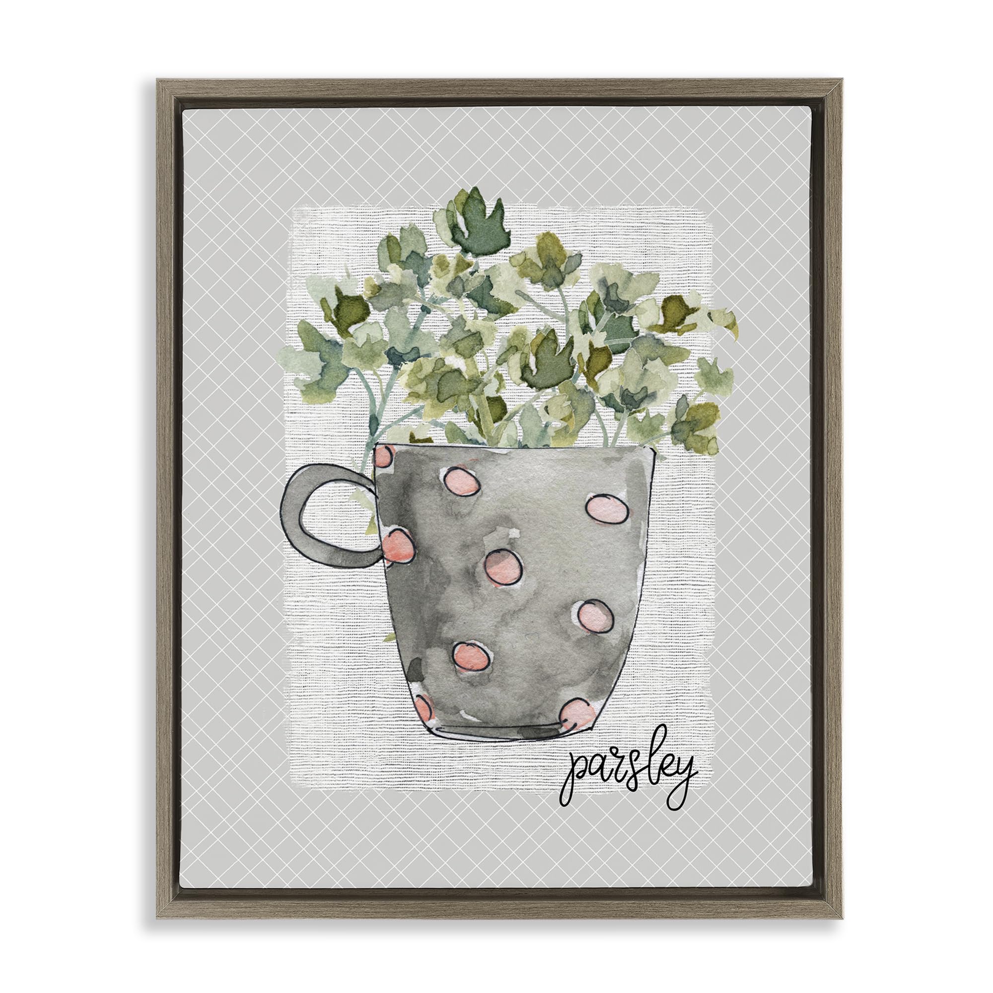 Stupell Industries Montalcino Elm (Textured) 'Parsley Herb Mug'| Floating Frame Canvas Art