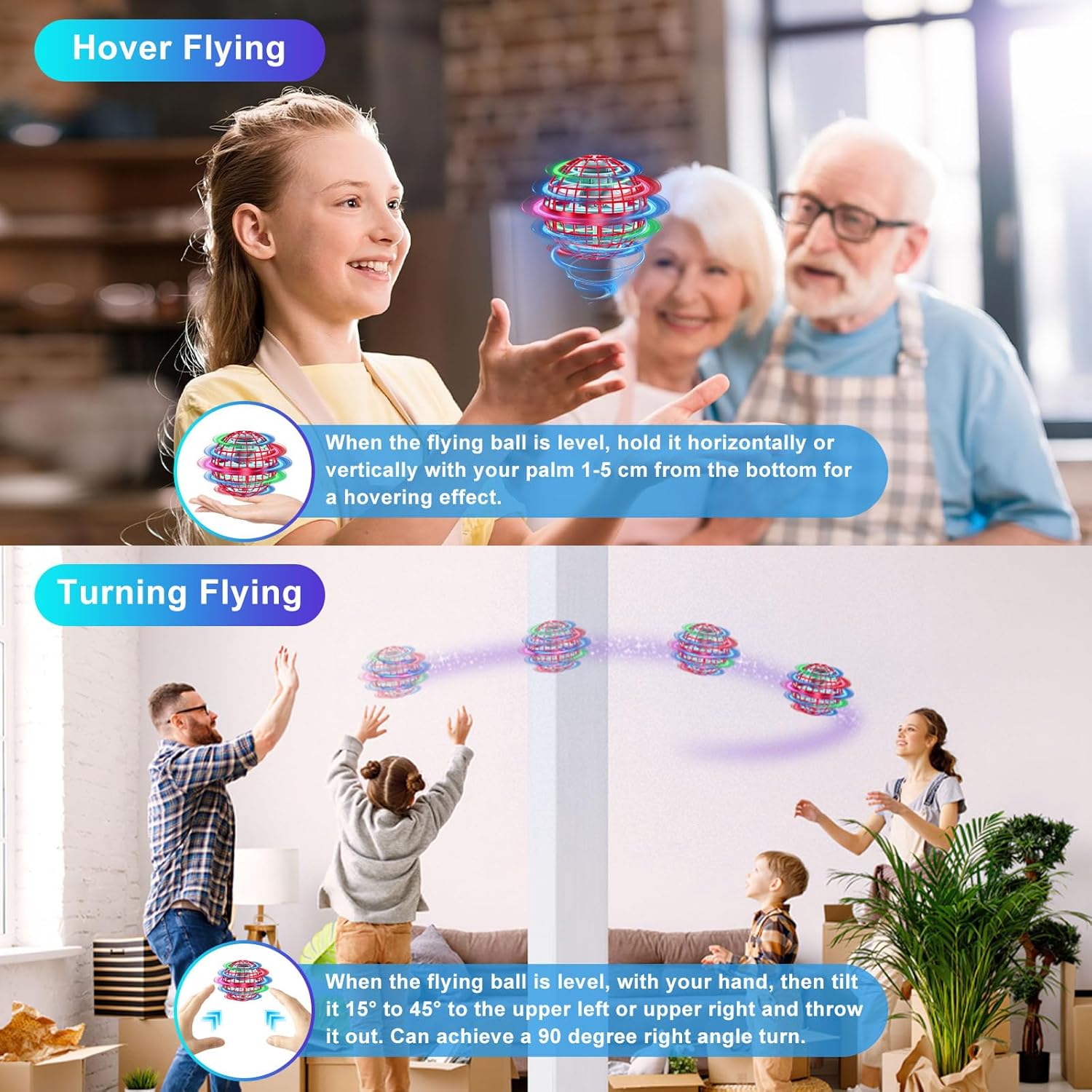 Flying Orb Ball Toys Cosmic Globe Soaring Magic Hover Hand Controlled Boomerang Spinner Mini Orbit Drone Kids Adults Outdoor Cool Stuff Toys Gift for 6 7 8 9 10+ Year Old Boys Girls Teens