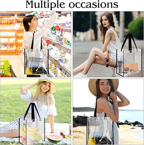 Miniatura 7 de Mototo Bolsas transparentes de plástico transparente con asas para deportes de trabajo, 12 x 12 x 6 pulgadas