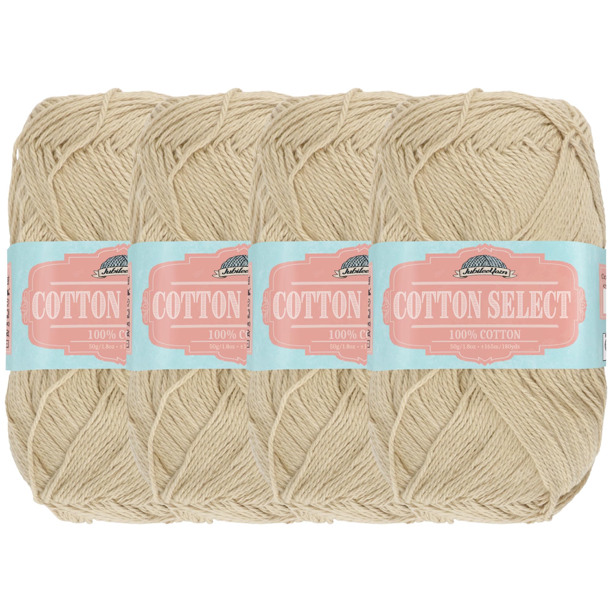 JubileeYarn Cotton Select Yarn - Sport Weight - 50g/Skein - Beechnut Brown - 4 Skeins, 301 Beechnut Brown
