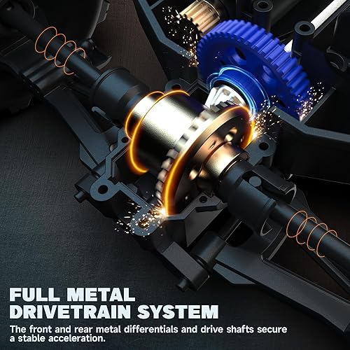 Miniatura 6 de BEZGAR HP162S - Coche de control remoto a escala 116, sin escobillas, 40 KPH, camiones RC 4x4 a prueba de agua, camiones monstruo a control remoto,