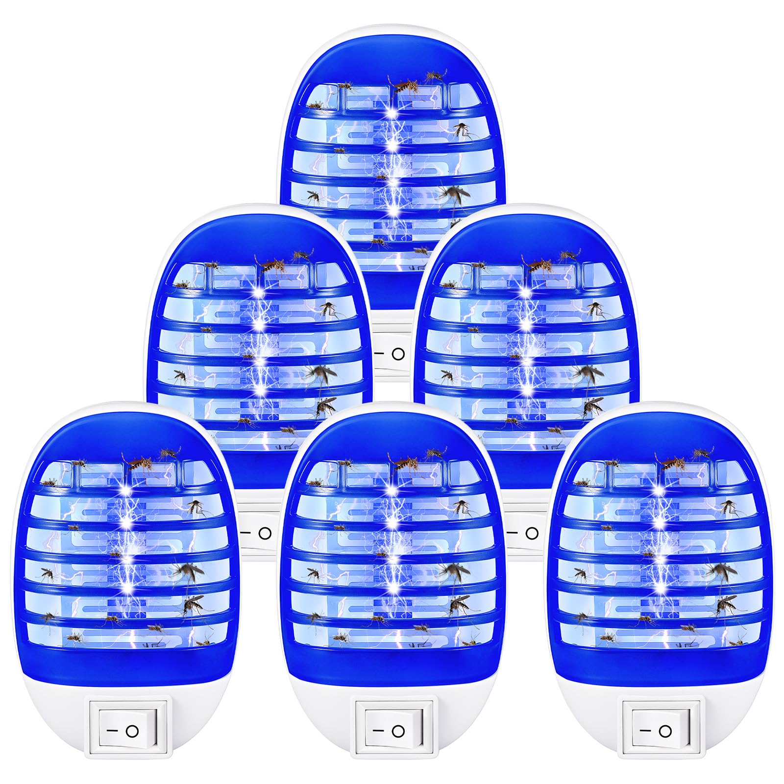 Trampa eléctrica para mosquitos de interior con luz UV para el hogar y cocina, pack de 6