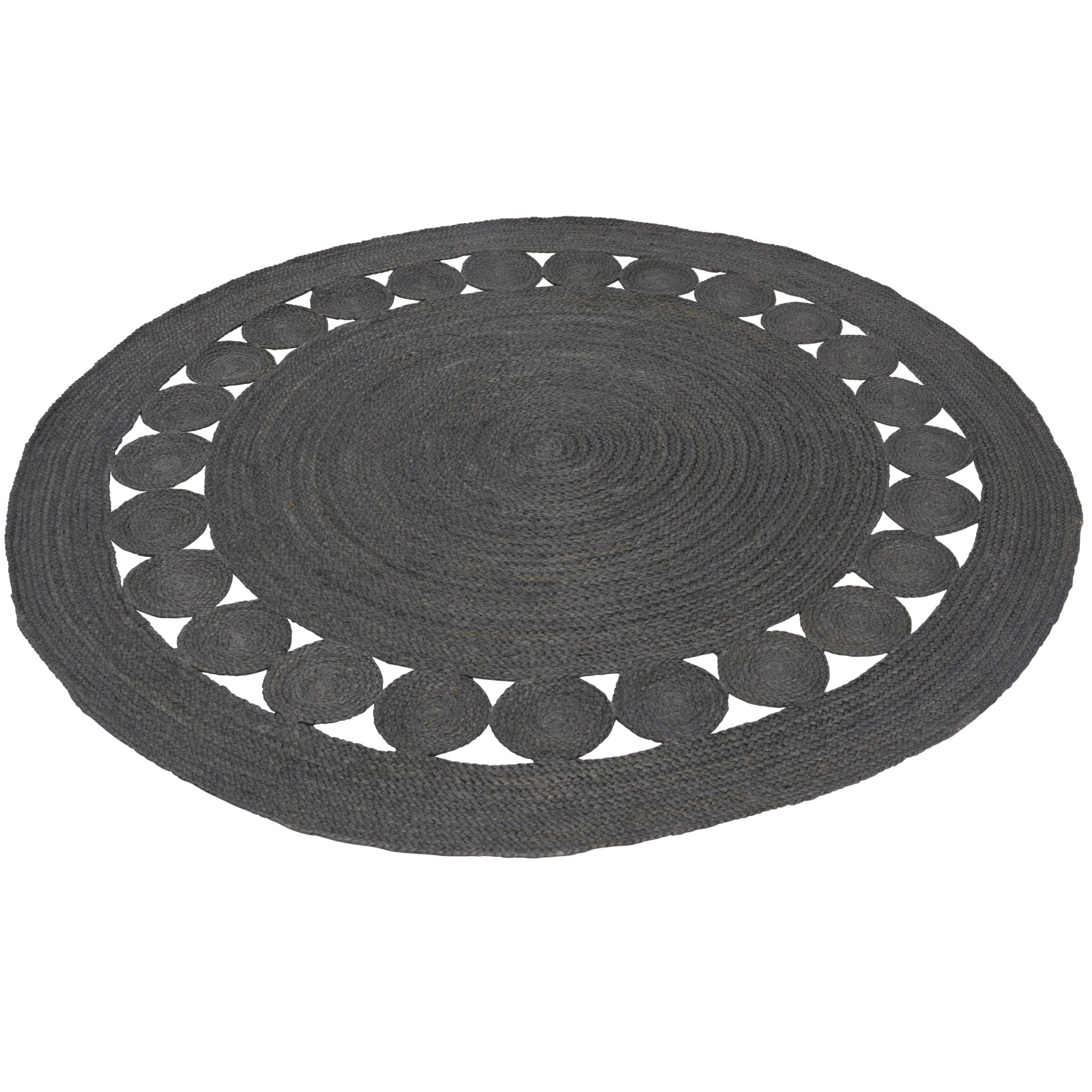 Pergamon Tapis Rond en Jute Salsa Moderne Anthracite - Fait Main en Fibre Naturelle résistante - Design Simple avec Motif tressé - Différentes Tailles Disponibles
