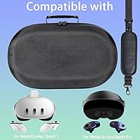 Vista 2 de Aenllosi Estuche rígido de transporte compatible con los auriculares Meta/Oculus Quest 3/Pro VR, controlador táctil, base de carga y otros