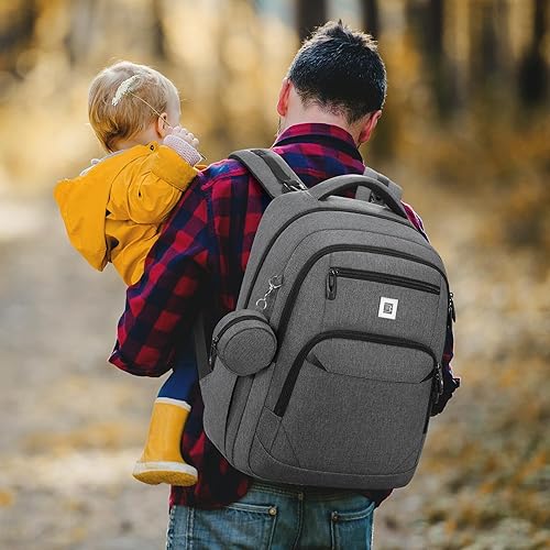 Miniatura 8 de UKEIN Mochila para pañales con cambiador portátil y soporte para chupete, artículos esenciales para bebé, perfecta para mamá, papá, Negro -