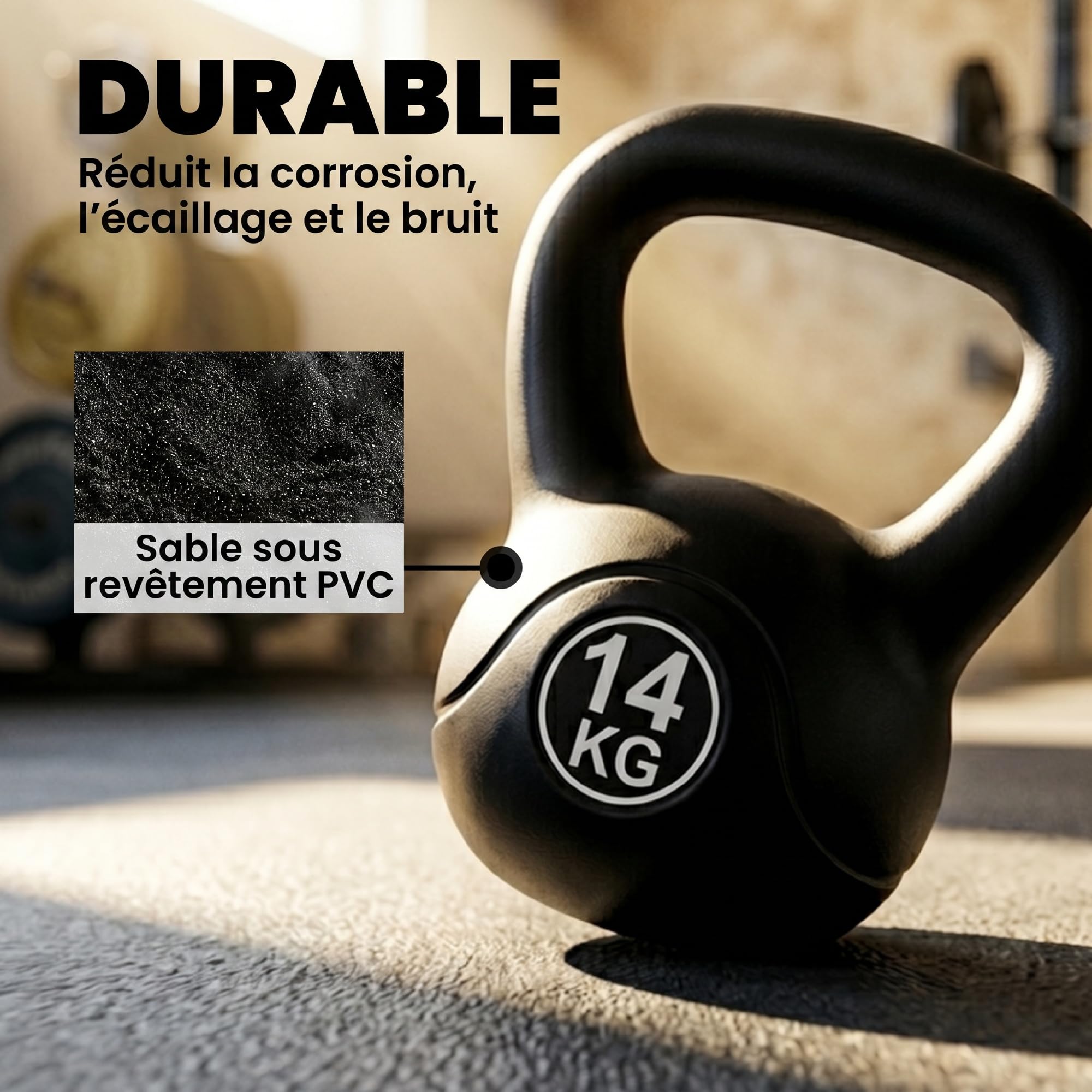 HOMCOM Kettlebell, hantle z ergonomicznym uchwytem, hantle kulkowe, trening siłowy, do fitnessu, na siłownię, czarny