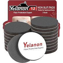 Yelanon Non Slip Furniture Pads 12 Pcs 3" Round for Hardwood Floors