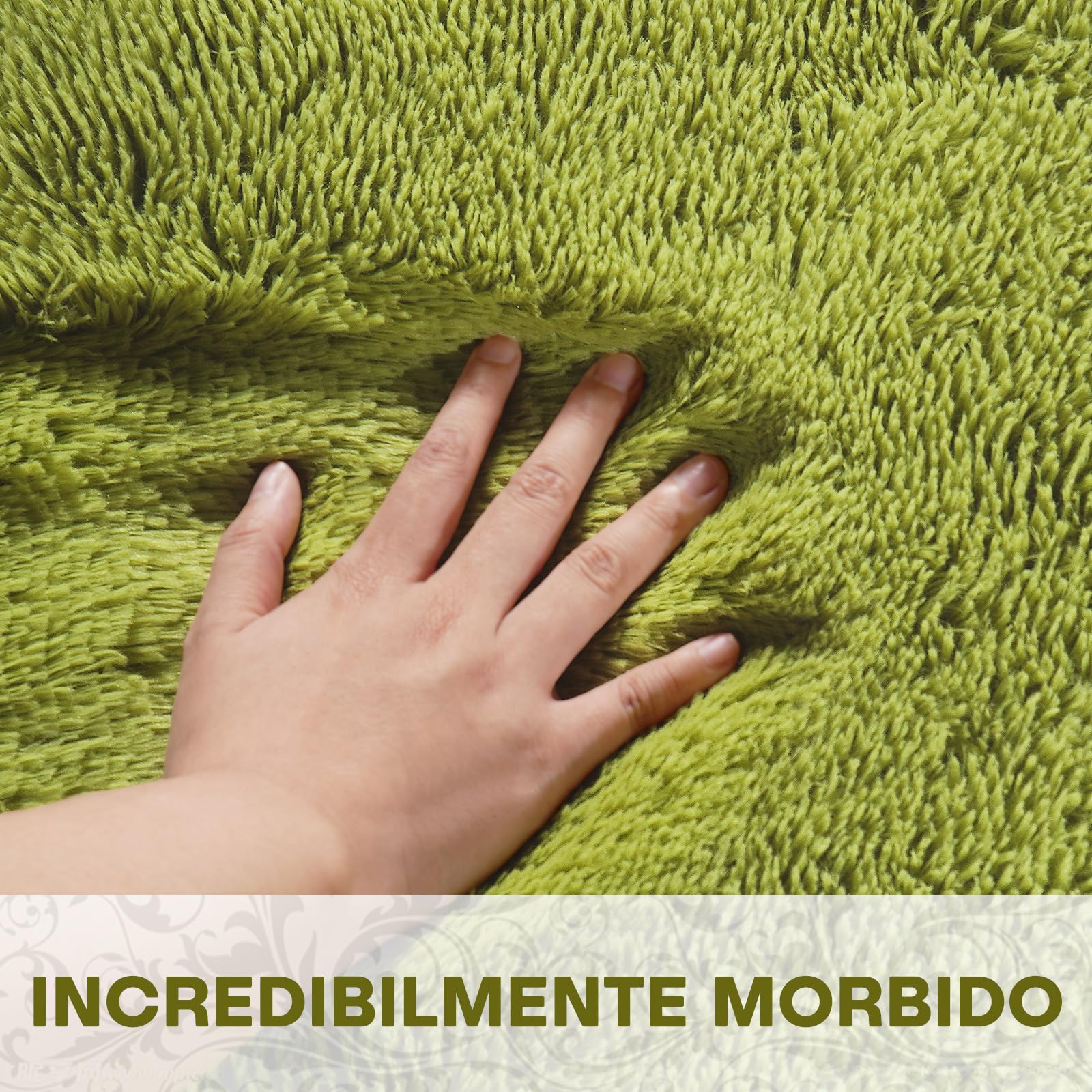 XSIVOD Tappeto Salotto 160x230 Tappeto Camera da Letto Moderno e Morbido per Soggiorno a Pelo Alte Lavabile Fluffy Uni Effetto Pelliccia Senza Tempo Elegante Antiscivolo Facile da Pulire, Verde