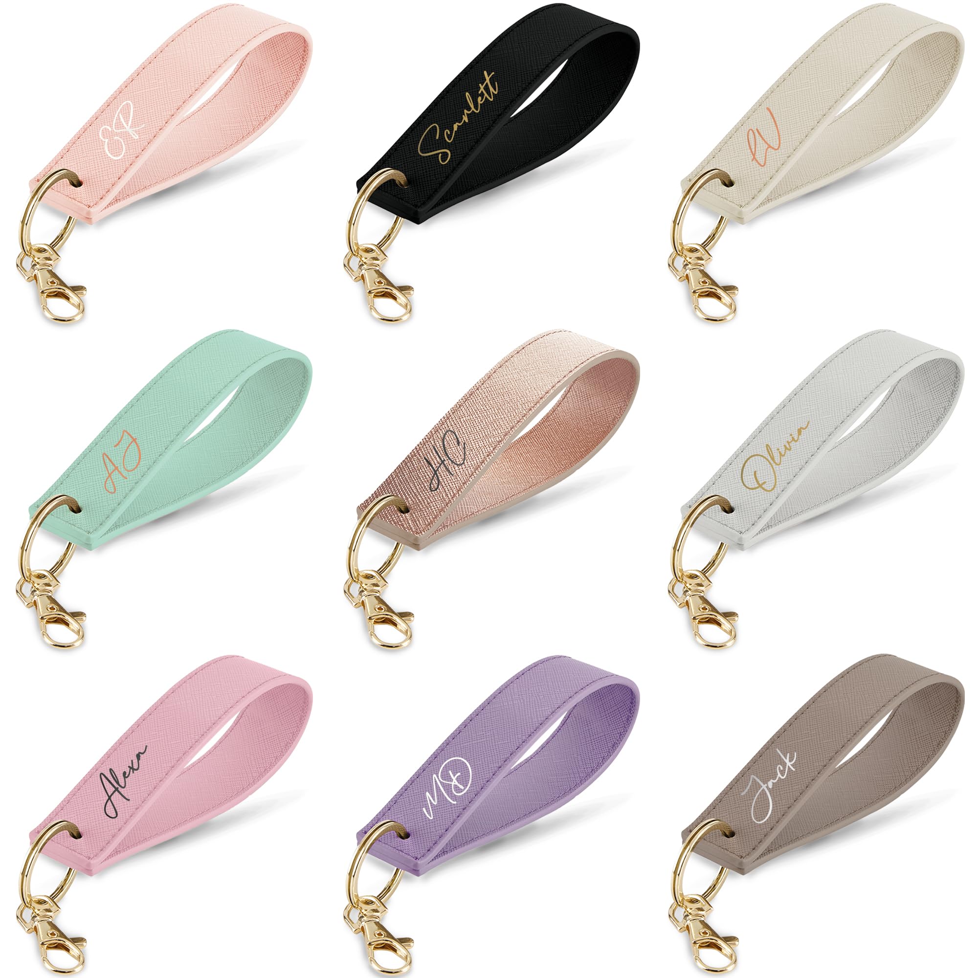 Print Maniacs Unisex Style 1 Personalised Leather Wristlet Keyring Boutique Gift For Mum Aunt Sister With Initials Or Name