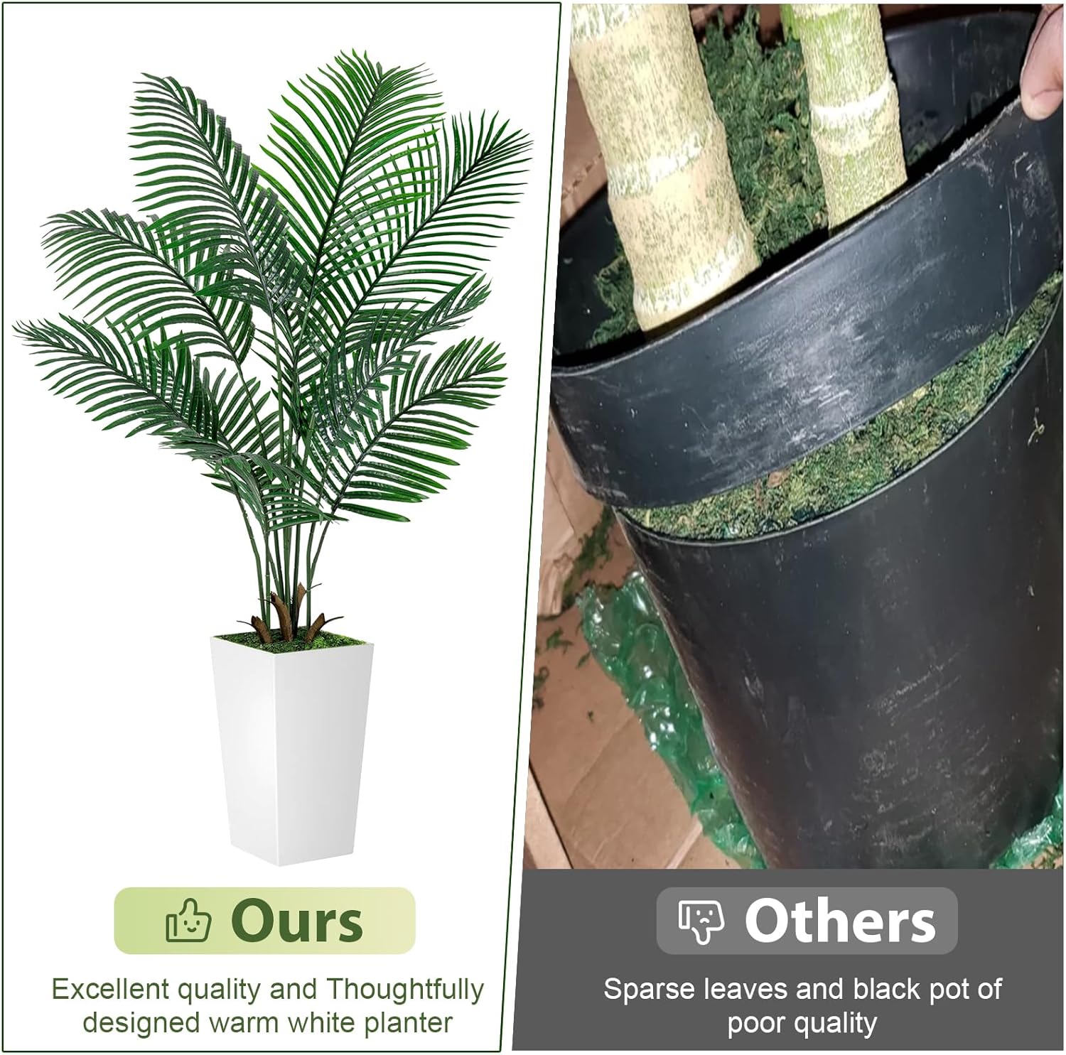 Palm Tree 5FT Artificial, 60in Tall Faux Palm Tree with 15.7 White Planter, Fake Potted Tree for Indoor & Outdoor Home Office Decor