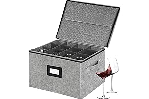 homyfort Wine Glass Storage Box for 12 crystal glassware, with dividers. Stackable