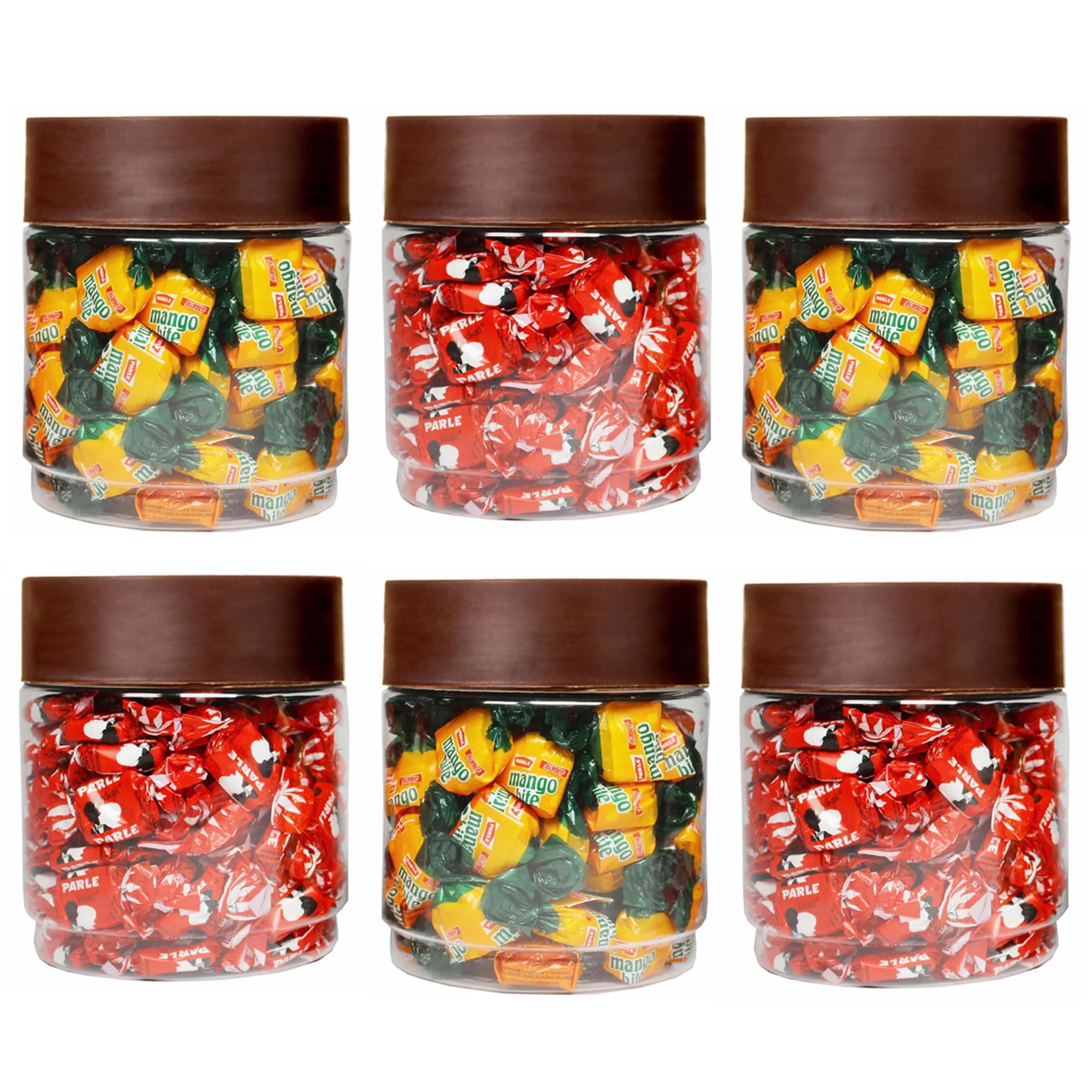 PEARLPET Modedge - Barattoli ermetici impilabili in plastica, per la cucina, con cucchiaio, set da 6 pezzi, marrone, 800 ml